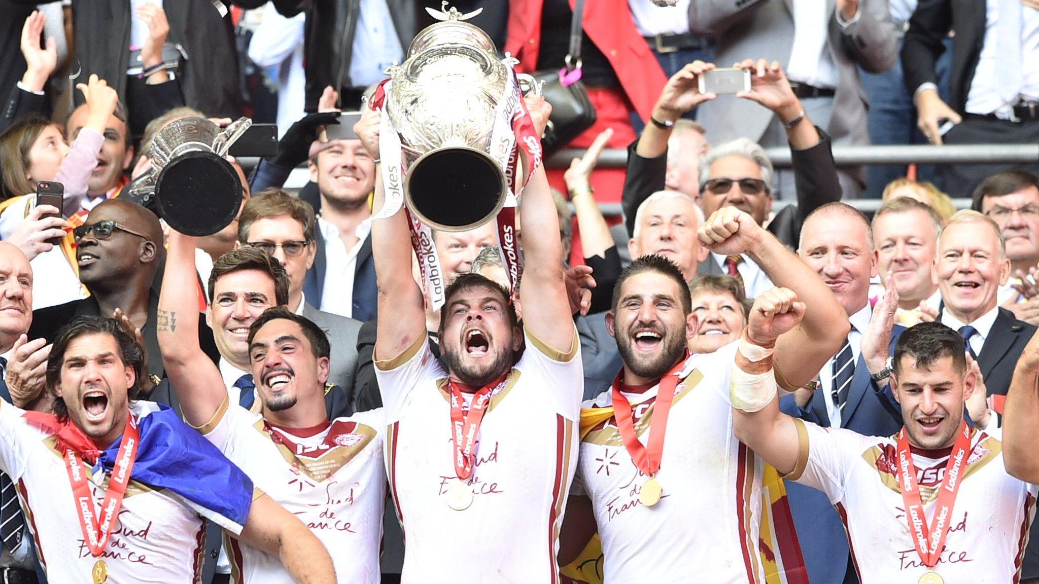 Catalans lift the Challenge Cup trophy