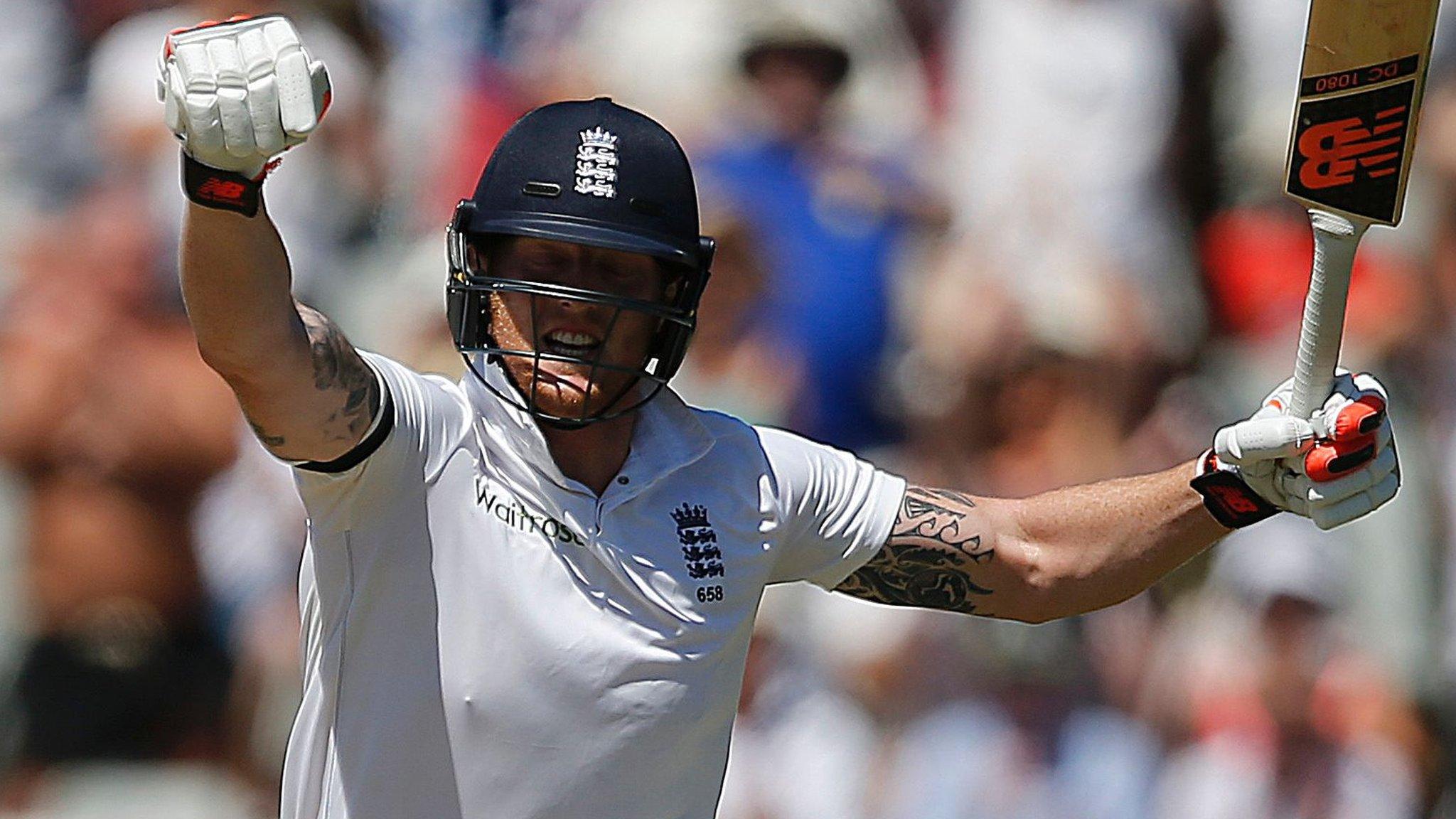 Ben Stokes celebrates his century at Cape Town