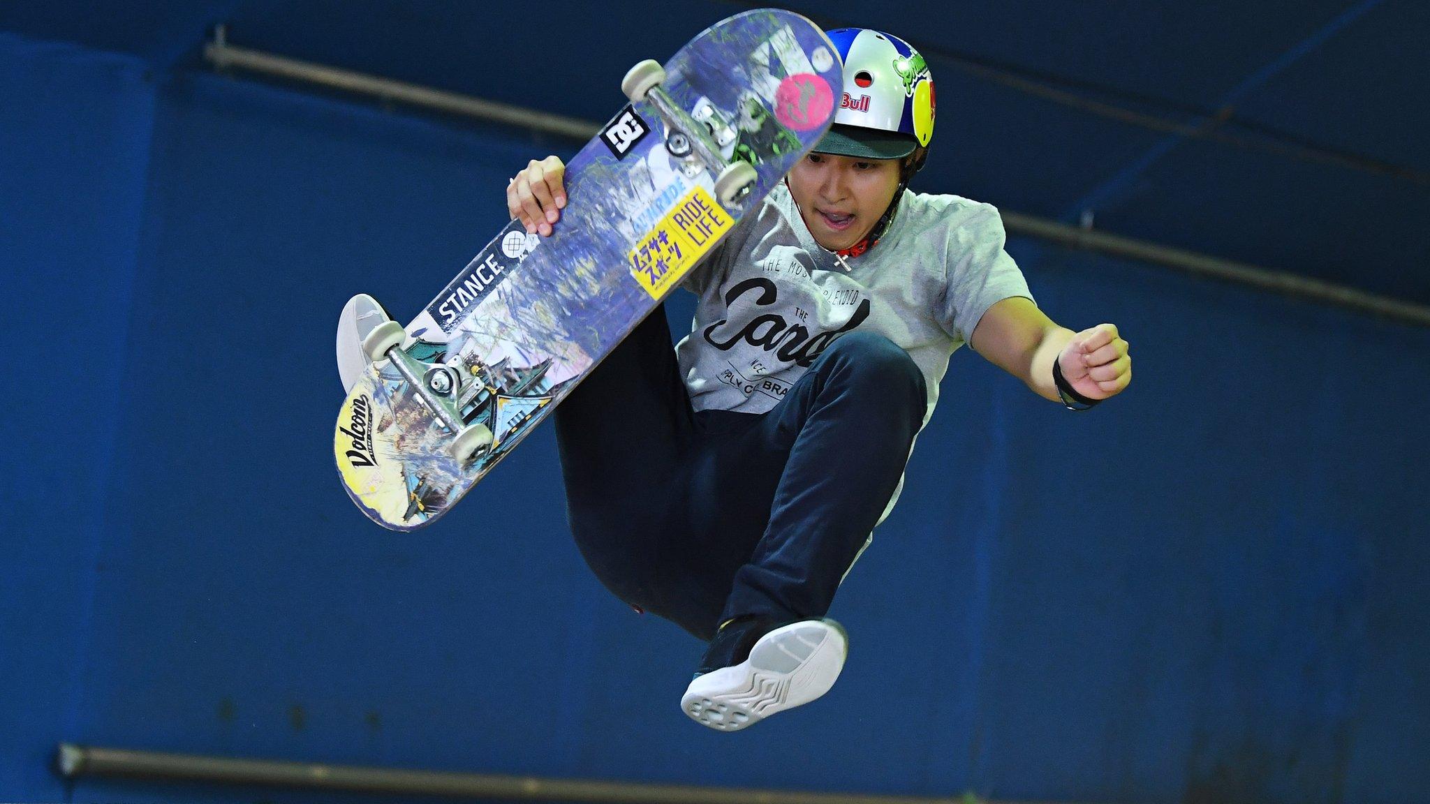 Tokyo, Japan. 13 May: Yuzuki Kamide of Japan competes during the Japan Skateboarding Championships at Murasaki Park in Tokyo.