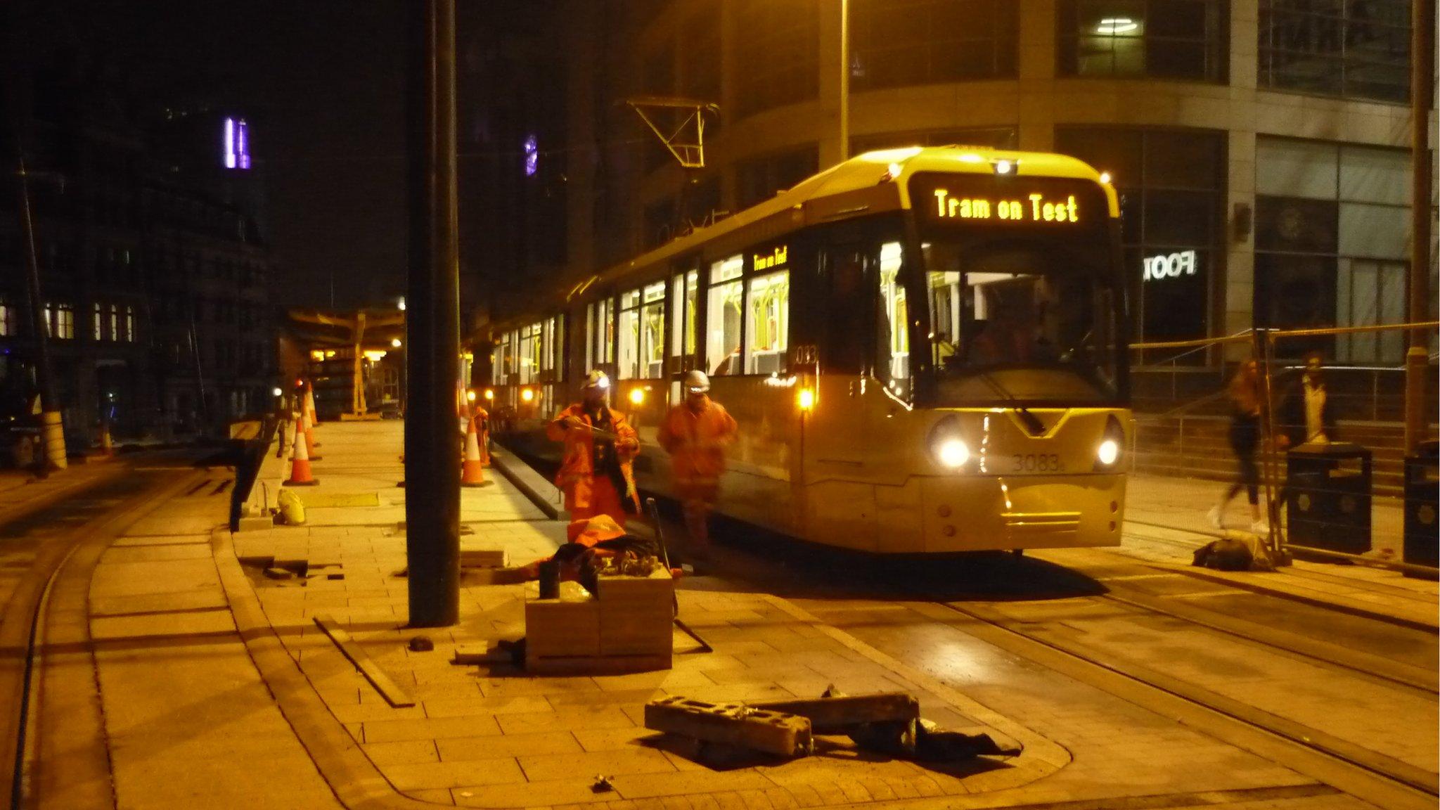 Tram being tested on Manchester's Second City Crossing