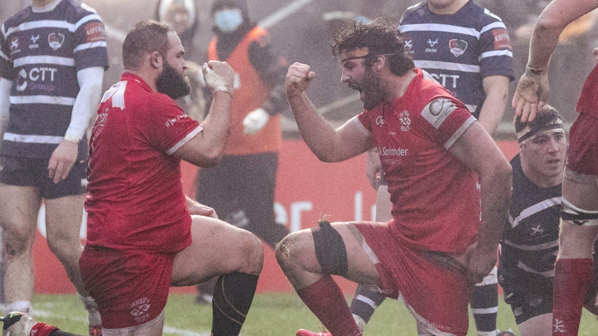 Jersey celebrate a try