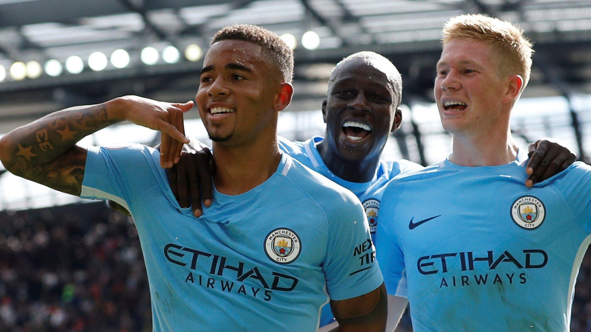 Gabriel Jesus, Benjamin Mendy and Kevin de Bruyne