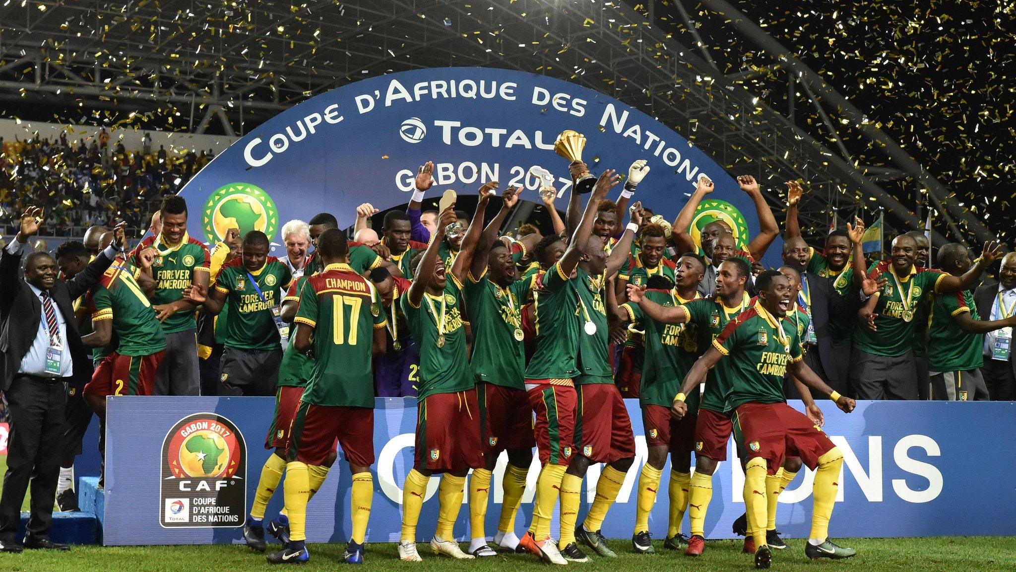 Cameroon celebrate winning the 2017 Africa Cup of Nations