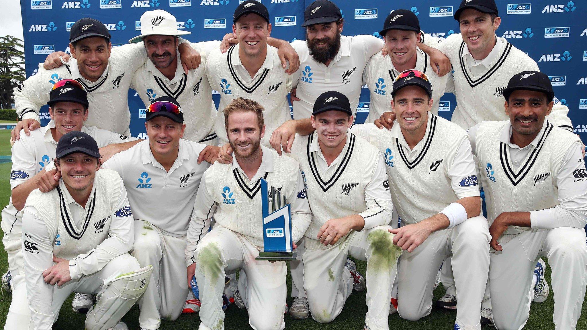 New Zealand with the Test series trophy