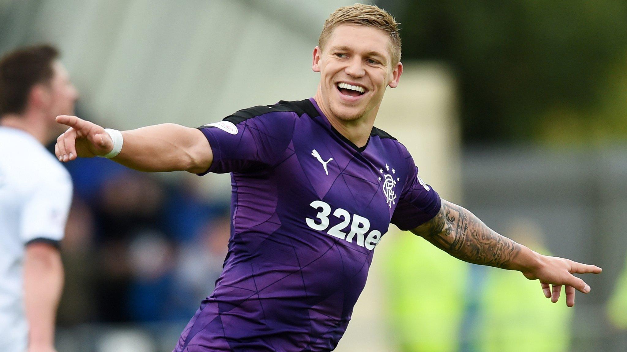 Rangers forward Martyn Waghorn celebrates