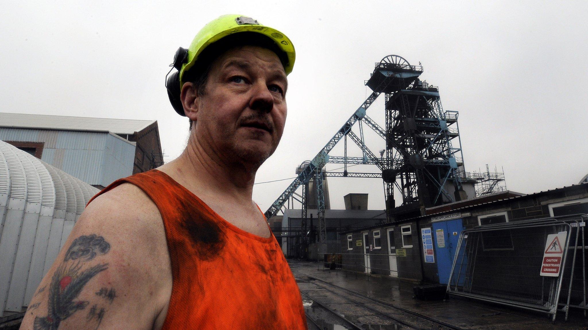 Miner Paul Mountjoy at Hatfield Colliery near Doncaster, following a ceremony to mark the closure of the pit, 14 August 2015