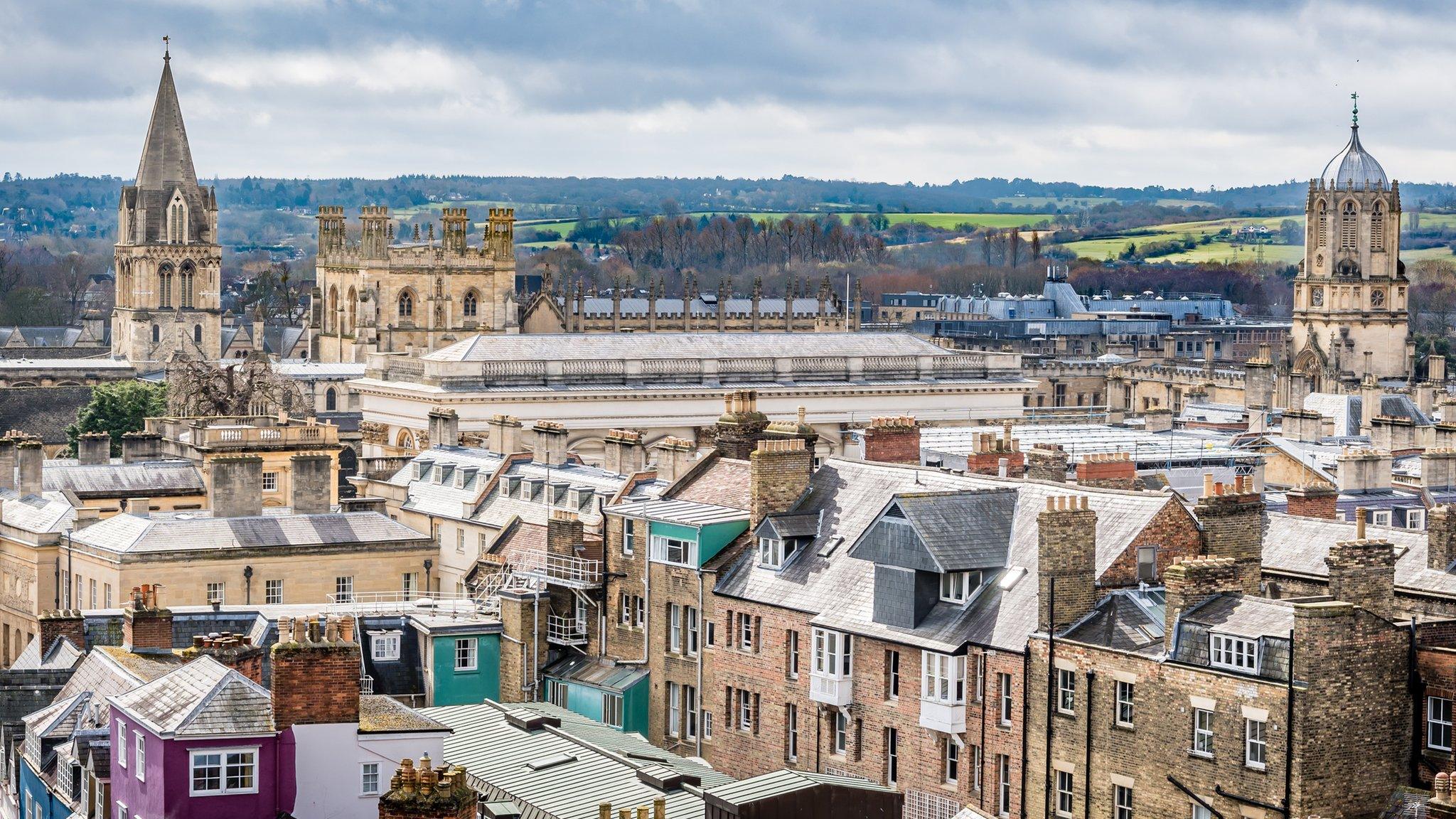 View to Christ Church over the roof tops of Oxford