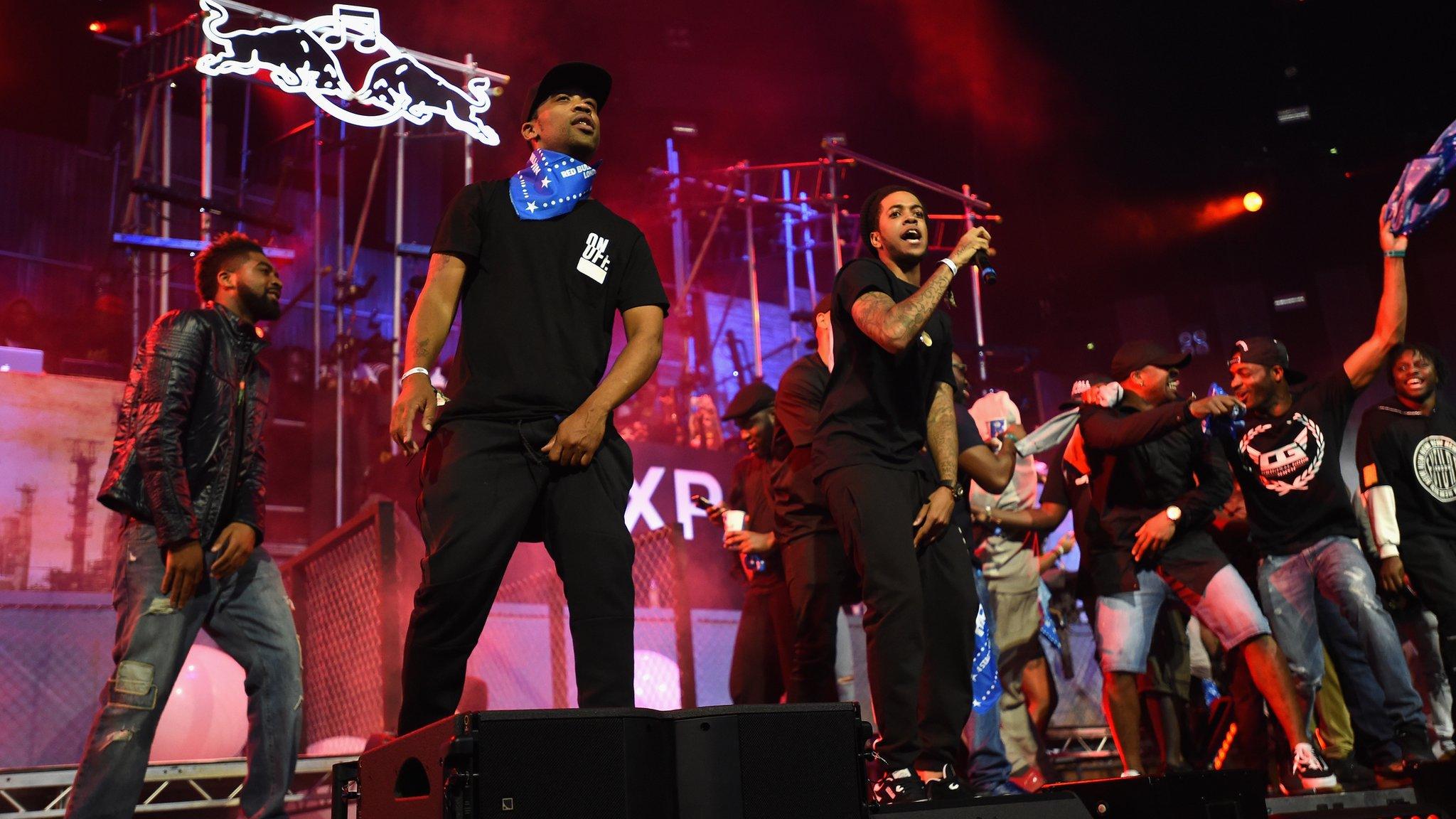 This is a photo of Wiley and Chipmunk performing on the Grime stage at Red Bull Culture Clash.