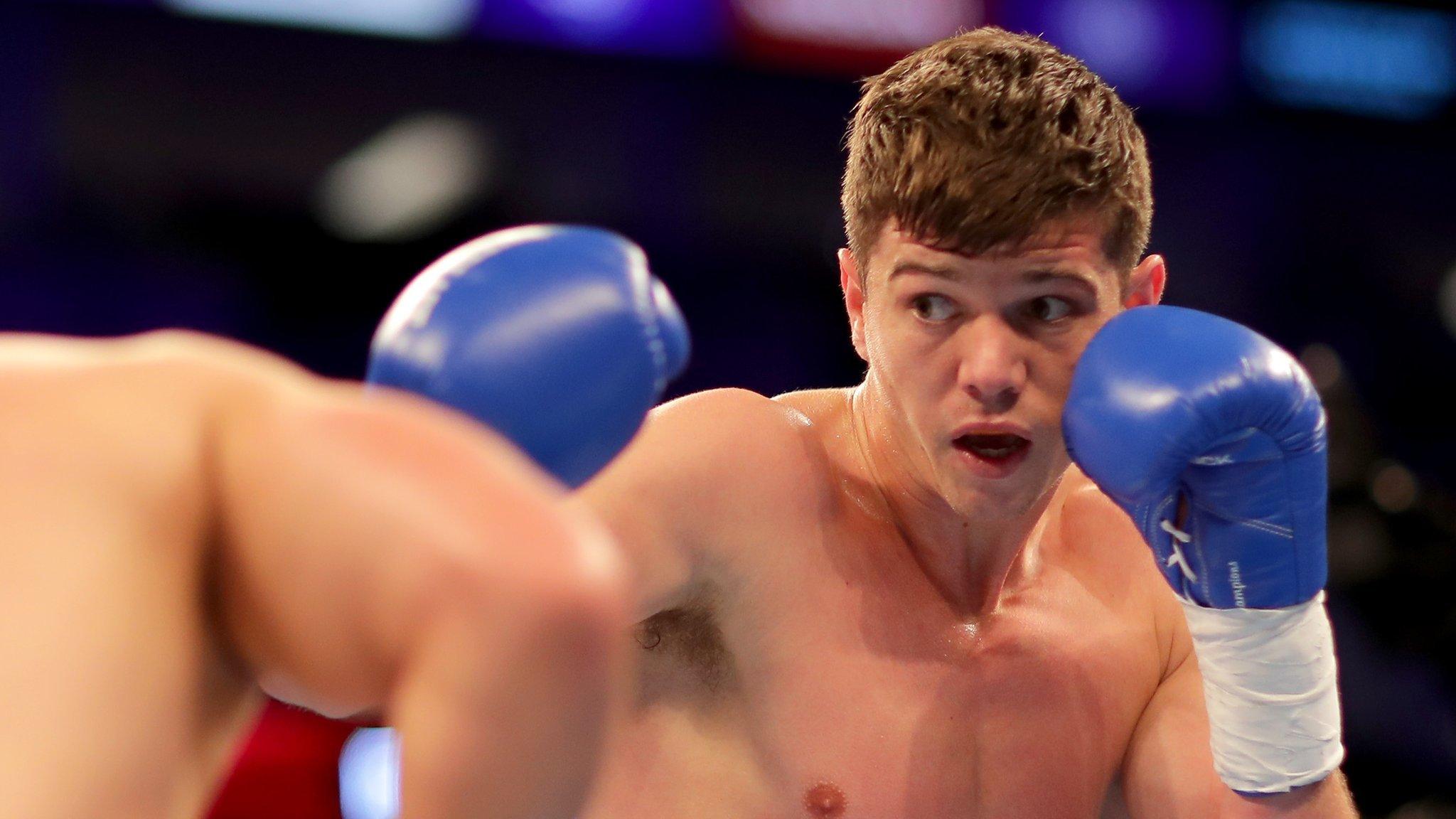 Luke Campbell fights during the Welterweight contest between Luke Campbell and Troy James at The O2 Arena in May 2018