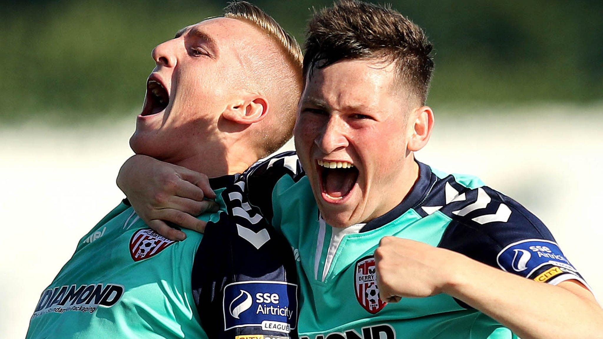 Delight for Derry as Ronan Curtis and Conor McDermott celebrate the late equaliser