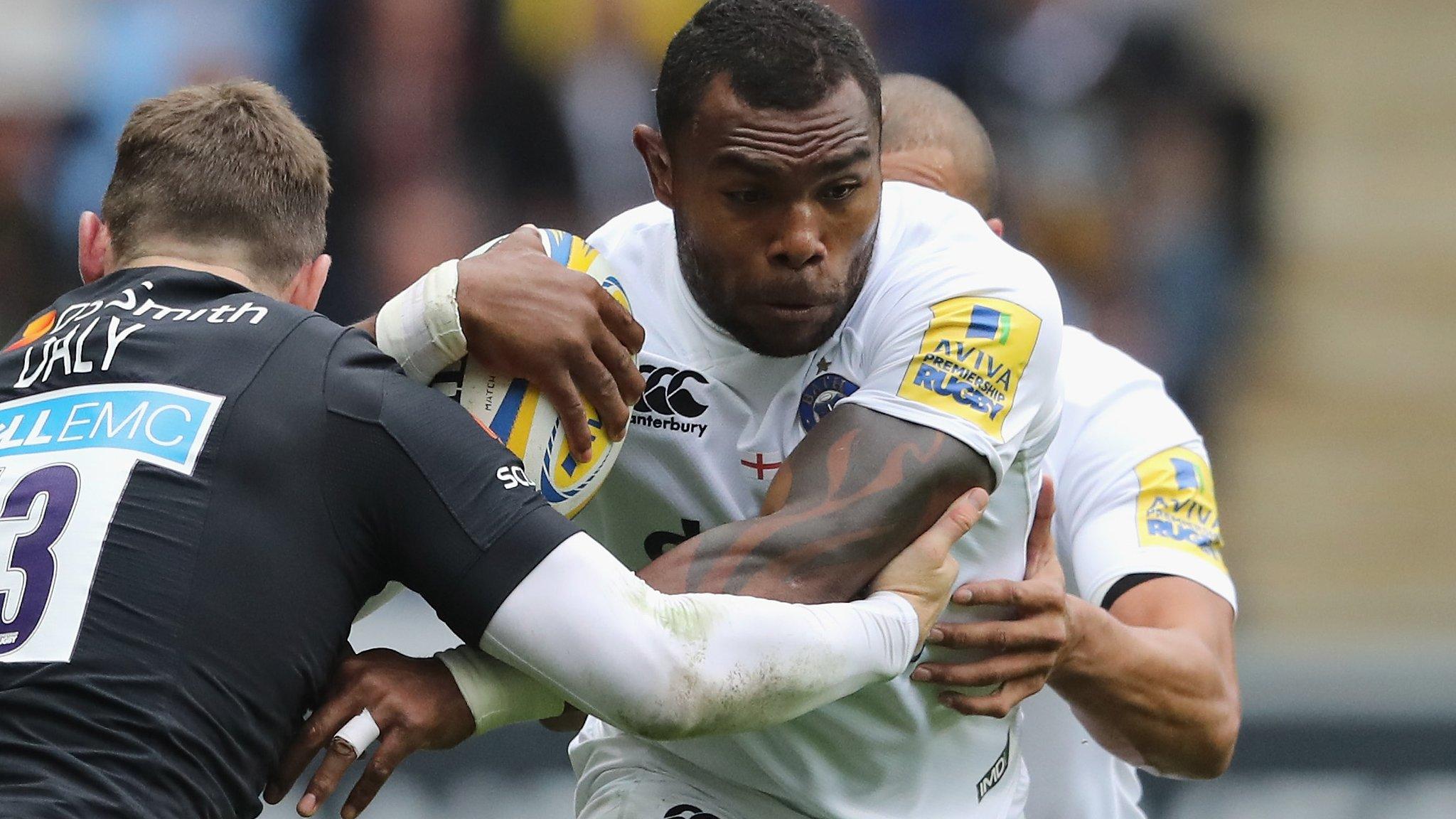 Semesa Rokoduguni of Bath is tackled by Elliot Daly