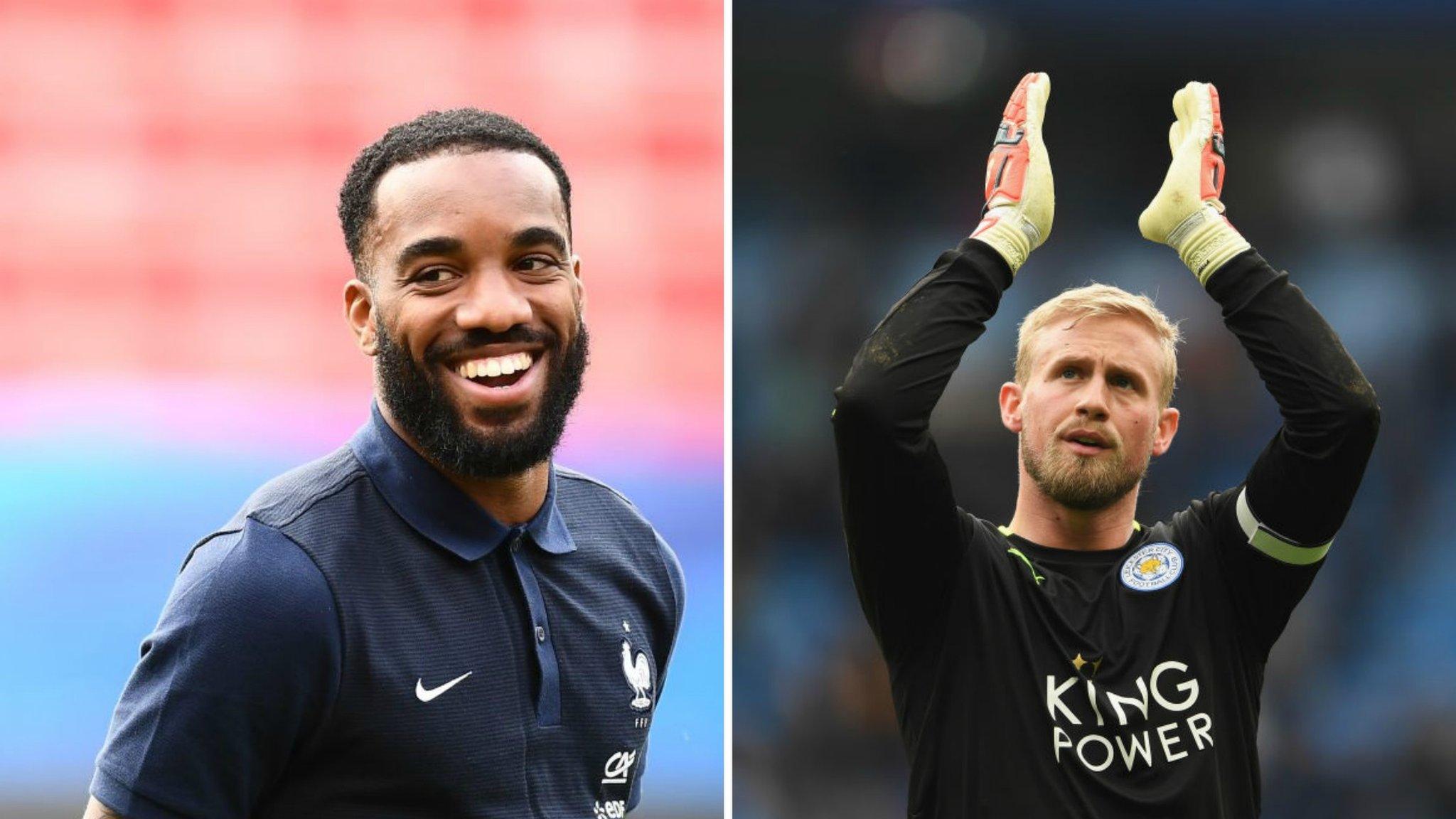 Alexandre Lacazette and Kasper Schmeichel