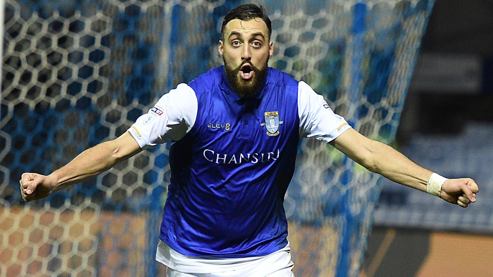 Sheffield Wednesday forward Atdhe Nuhiu celebrates scoring against Reading in the FA Cup fourth round