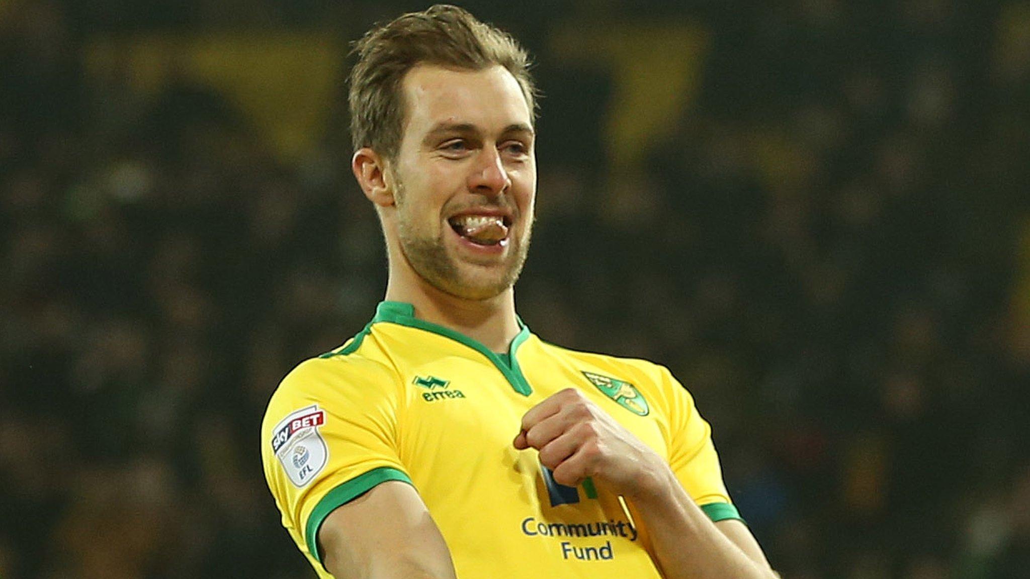 Steven Whittaker celebrates scoring for Norwich