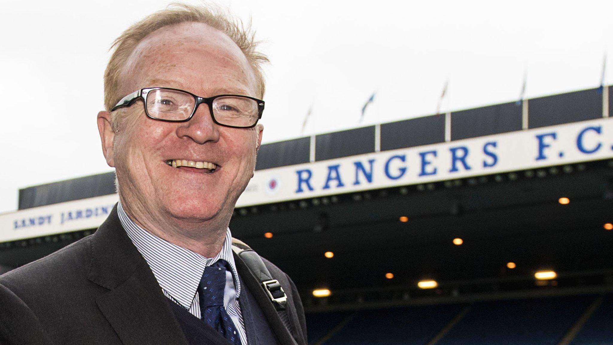 Alex McLeish arrives at Ibrox