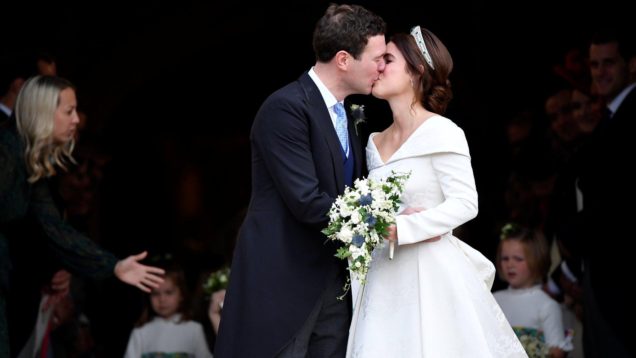 Princess Eugenie kisses her new husband