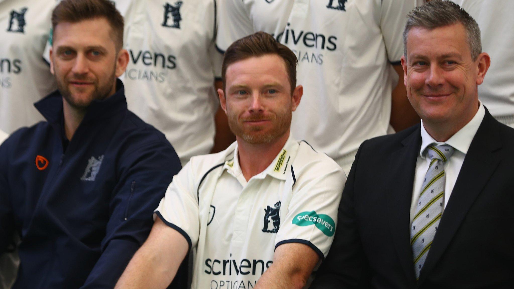 Warwickshire's three men in charge, (from left) first-team coach Jim Troughton, captain Ian Bell and sport director Ashley Giles