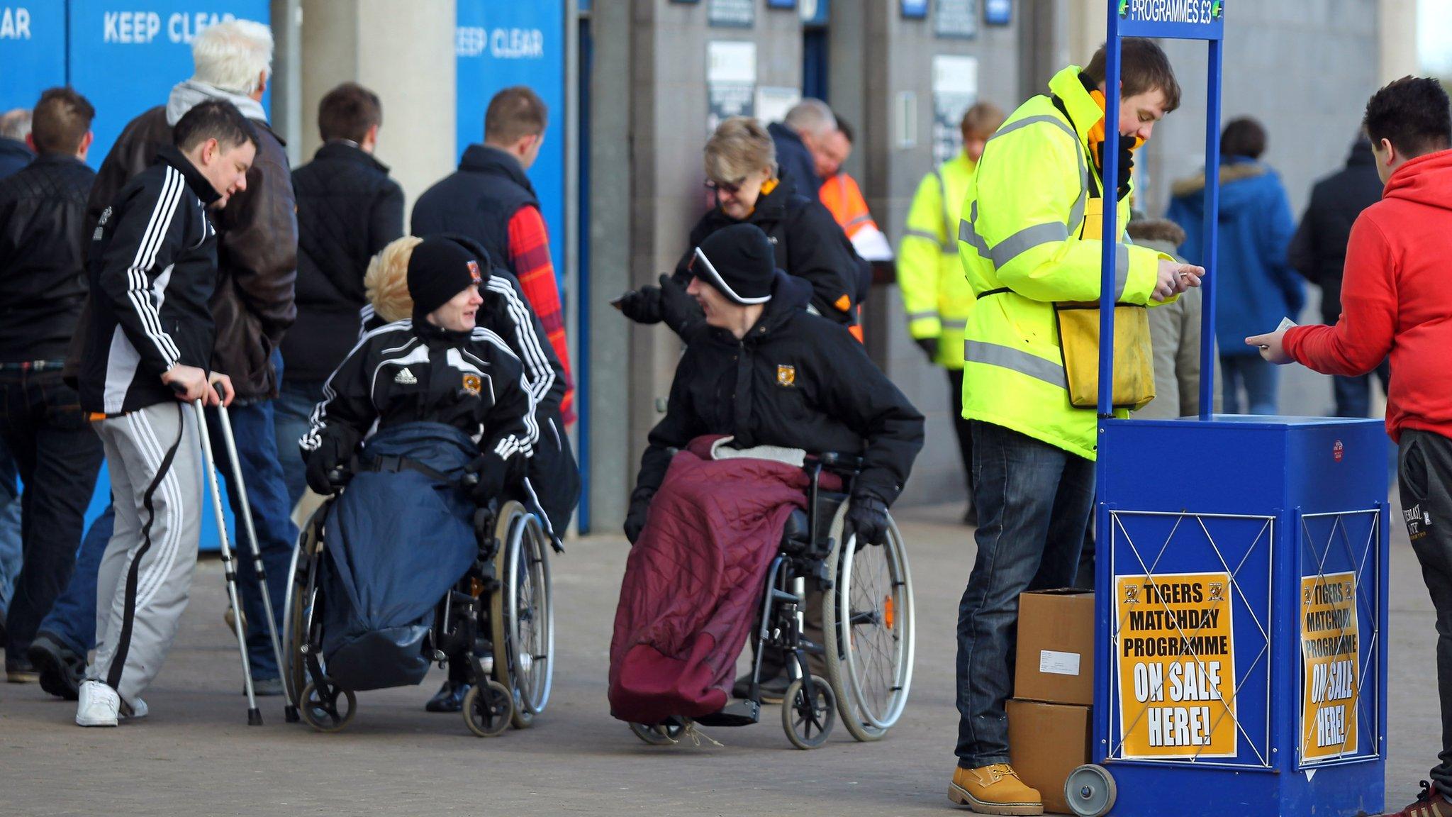 Disabled fans outside Hull City's KC Stadium