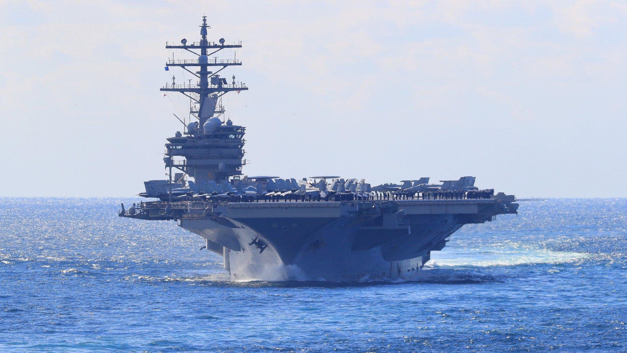 The USS Ronald Reagan seen in the Sea of Japan