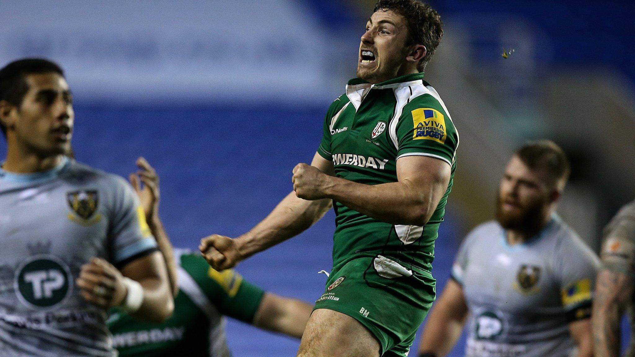 London Irish's Brendan McKibbin celebrates