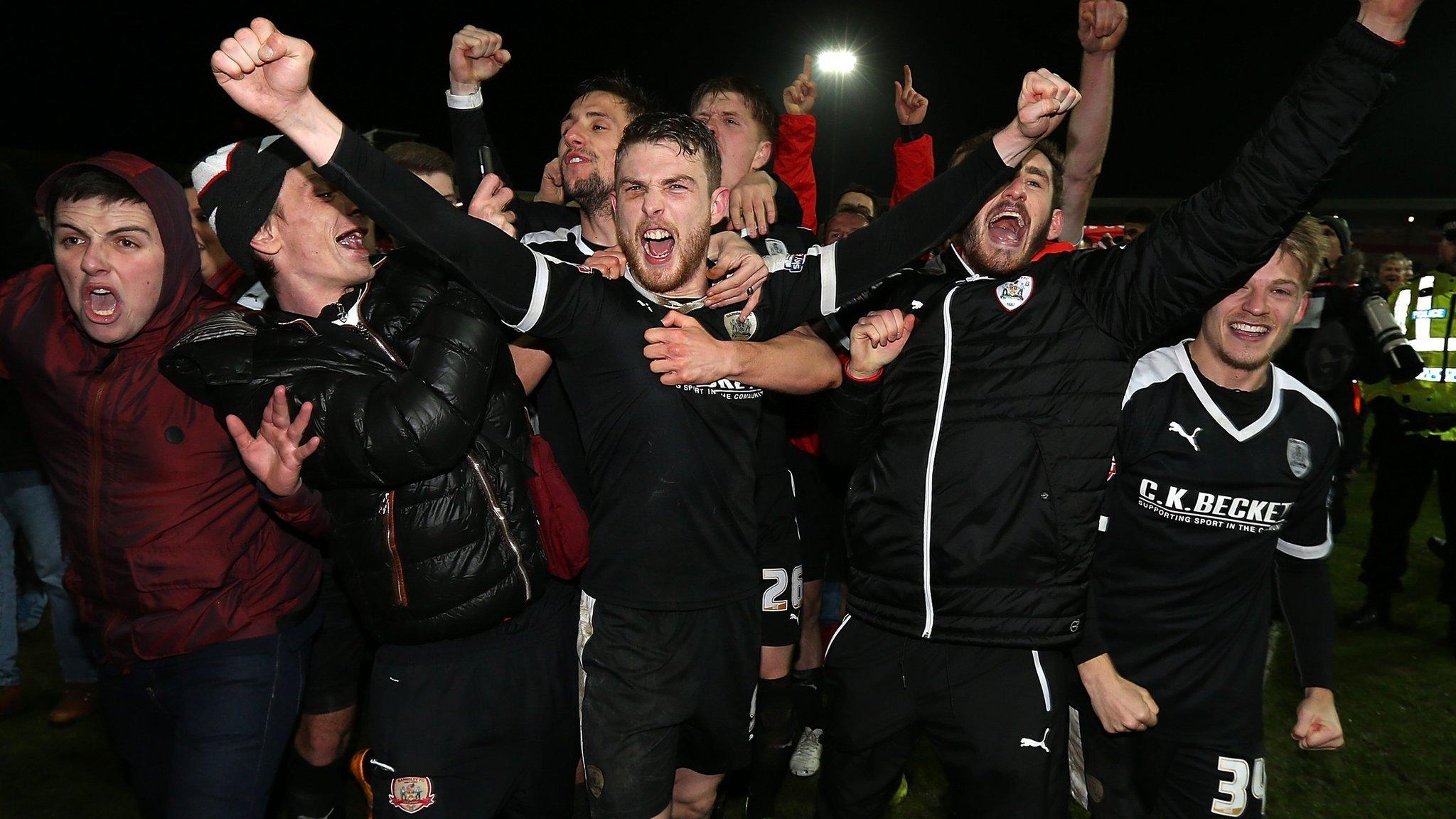 Barnsley players celebrate