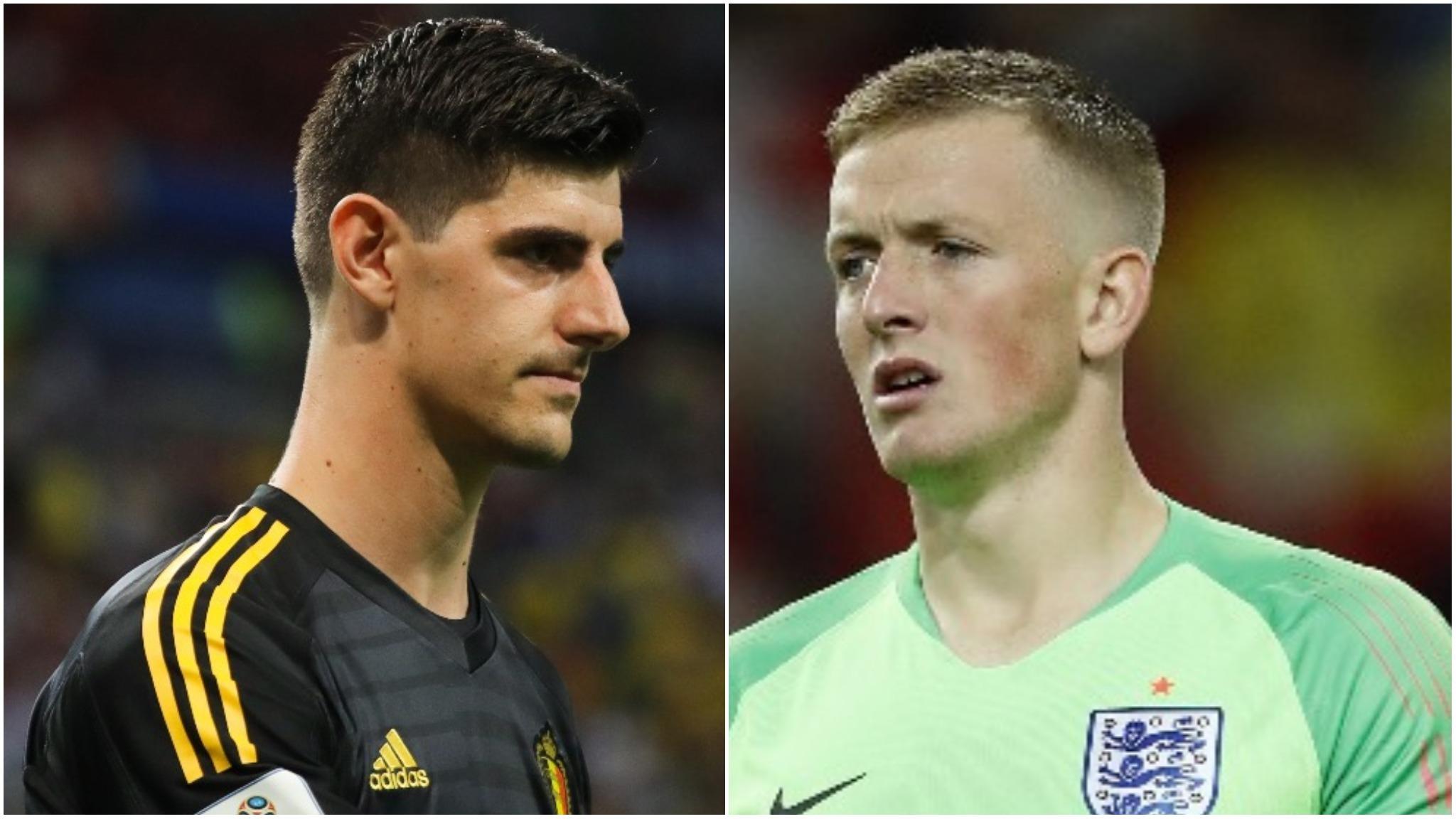 Thibaut Courtois and Jordan Pickford