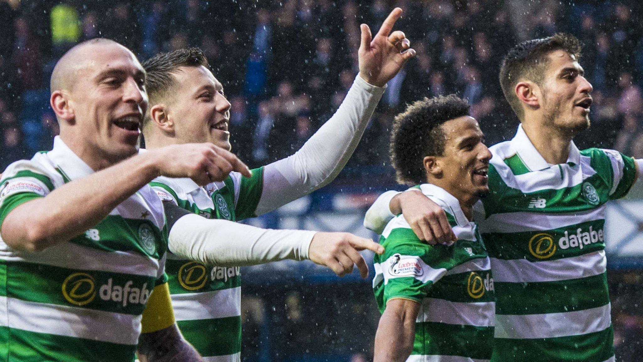 Celtic celebrate after beating Rangers