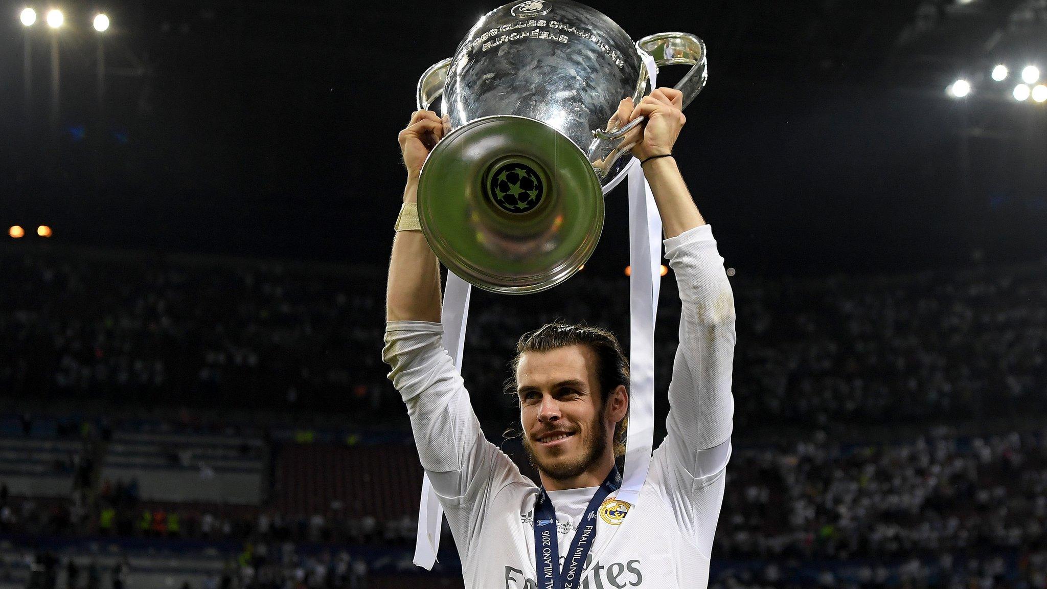 Gareth Bale with the Champions League trophy