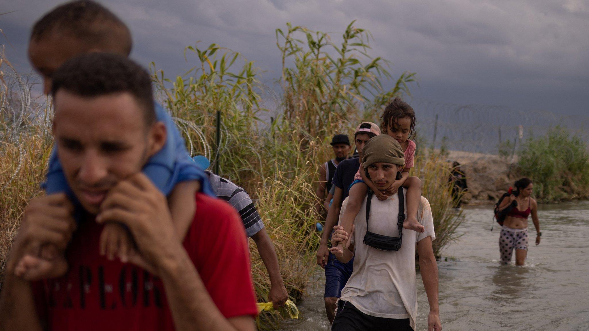 Migrants in the Rio Grande near Eagle Pass