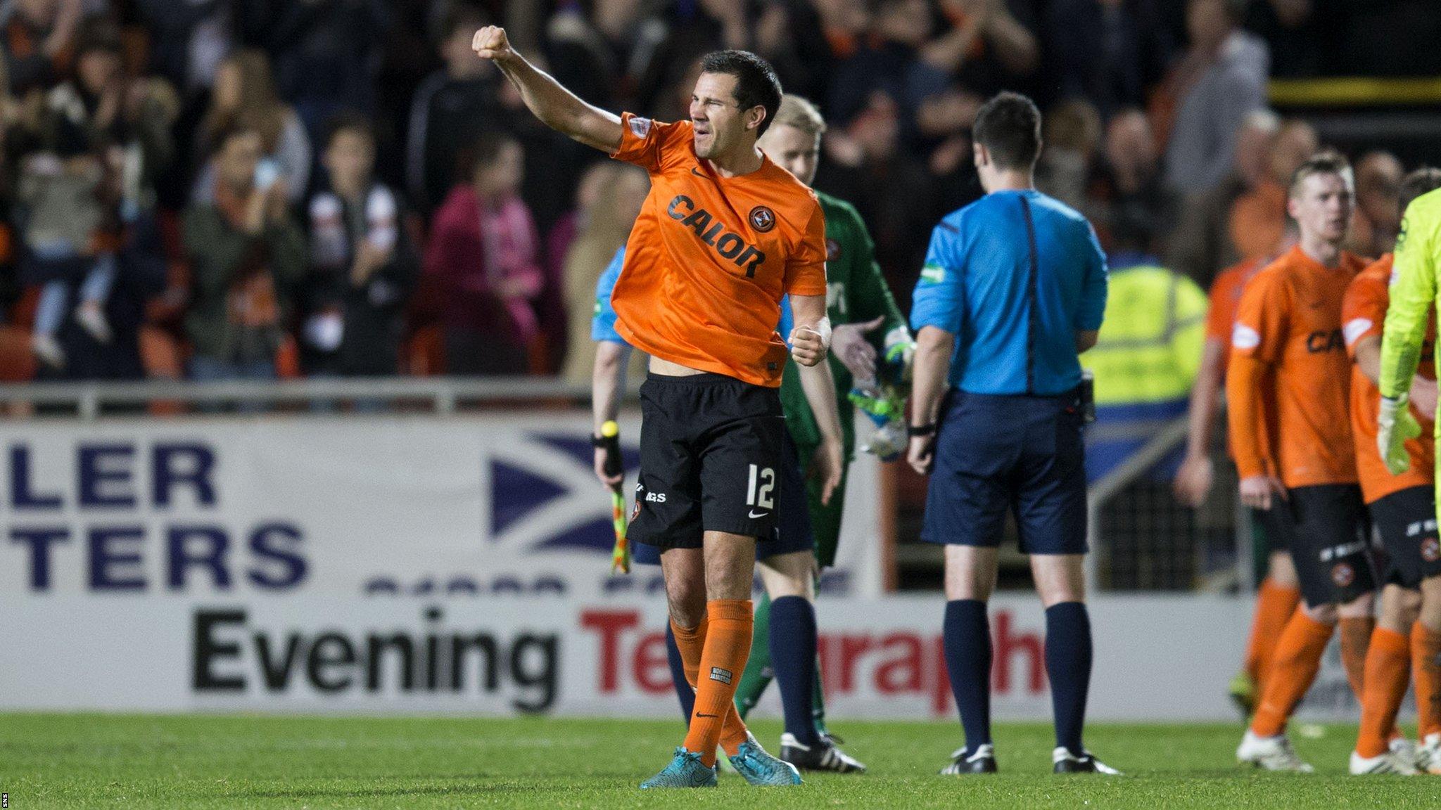 Ryan McGowan celebrates Dundee United's victory over Ross County