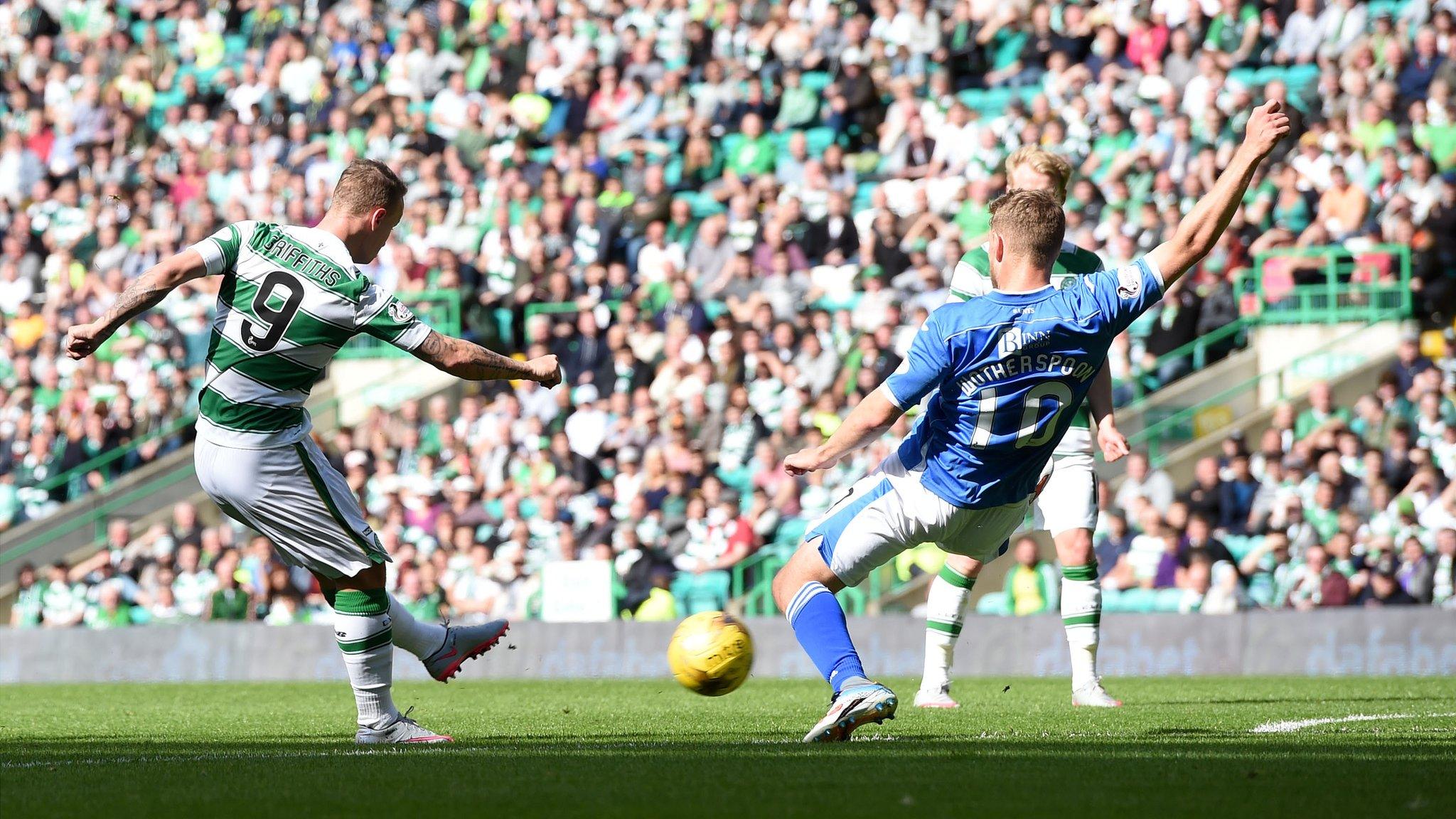 Leigh Griffiths scores for Celtic against St Johnstone