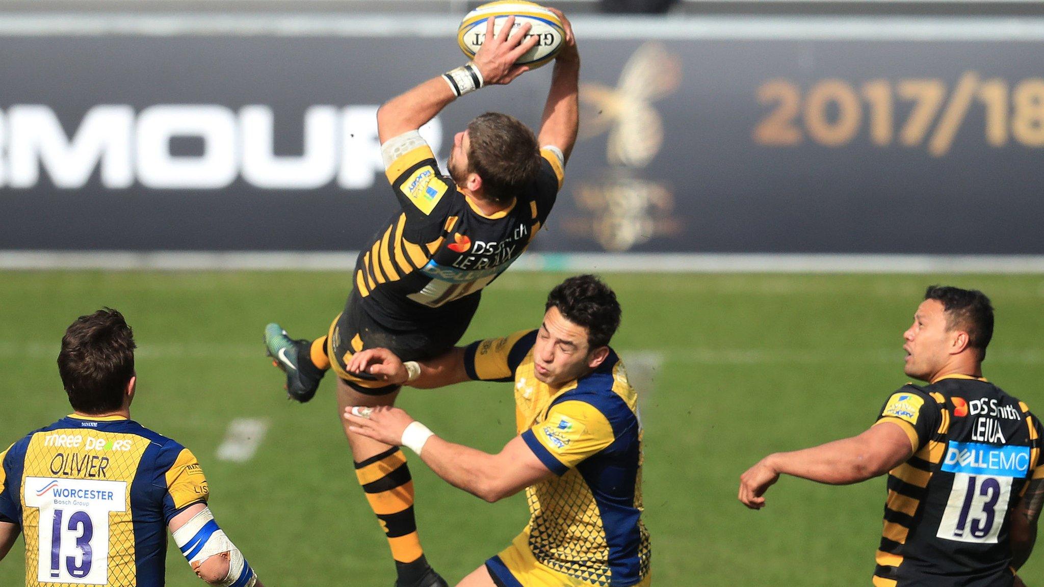 Bruce Heem was red carded for his 46th-minute challenge on Wasps' Willie Le Roux