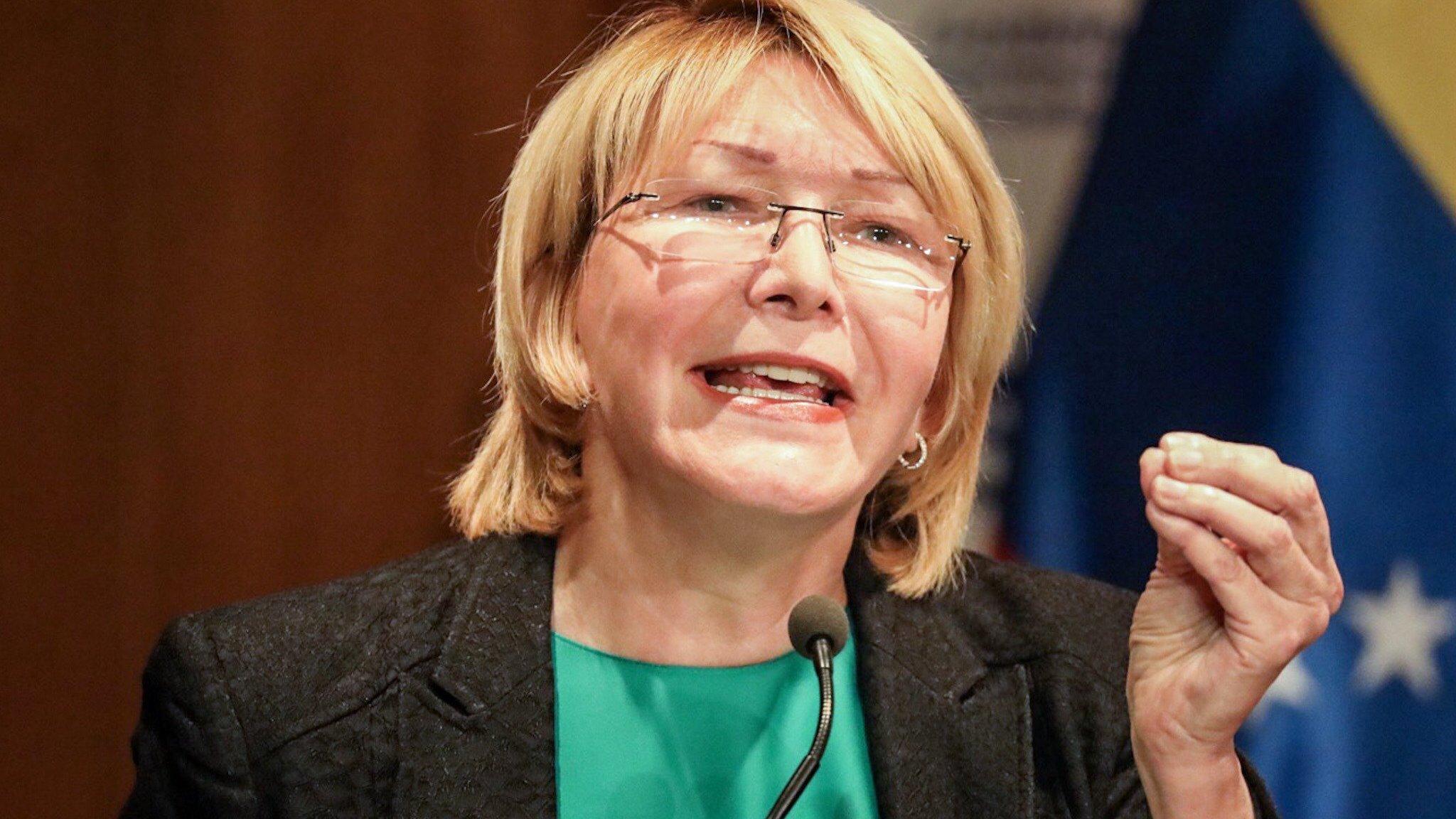 Venezuelan Attorney-General Luisa Ortega Díaz speaks at a press conference in Caracas, Venezuela, 28 June 2017