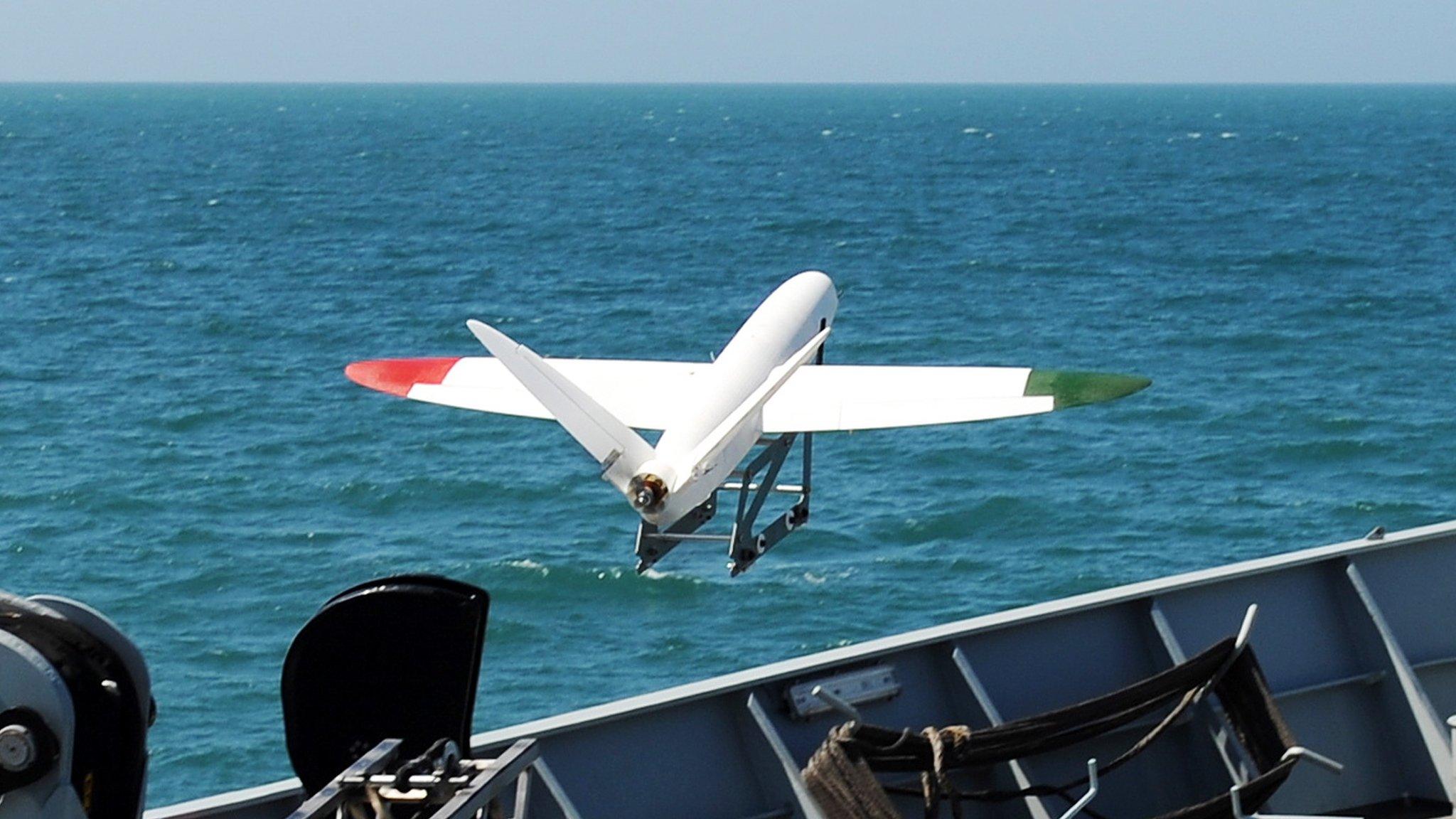 A 3D plane taking off from a Royal Navy ship