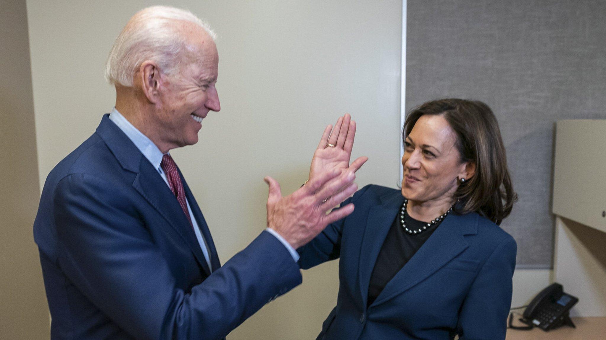 An undated handout photo made available by the Biden Harris Campaign