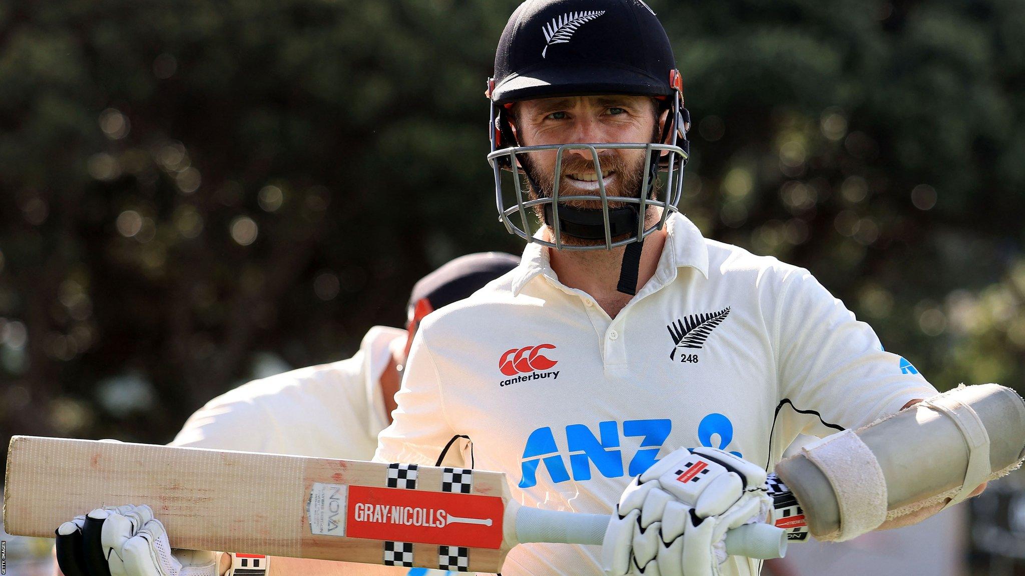 Kane Williamson bats during the second Test against England