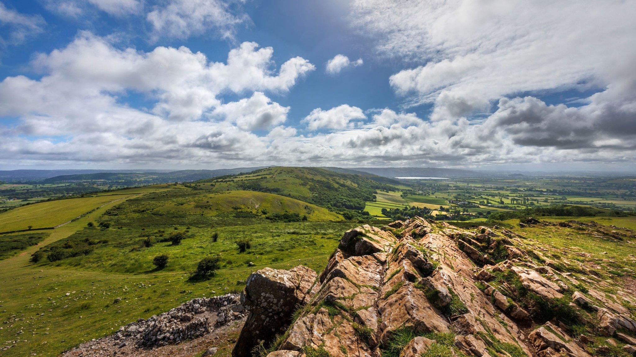 View from on top of Crook Peak on the Mendip Hills