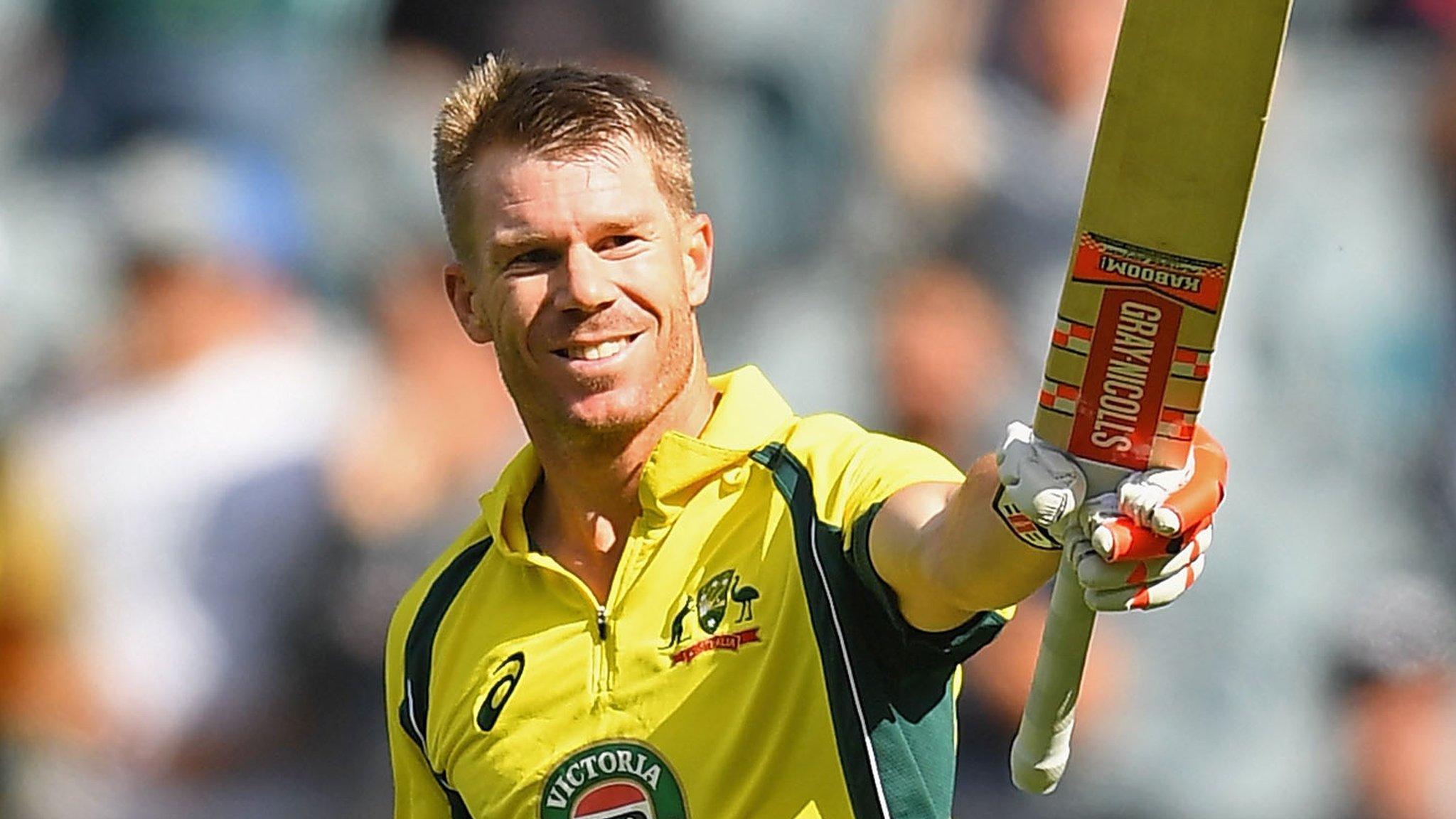 David Warner celebrates his century