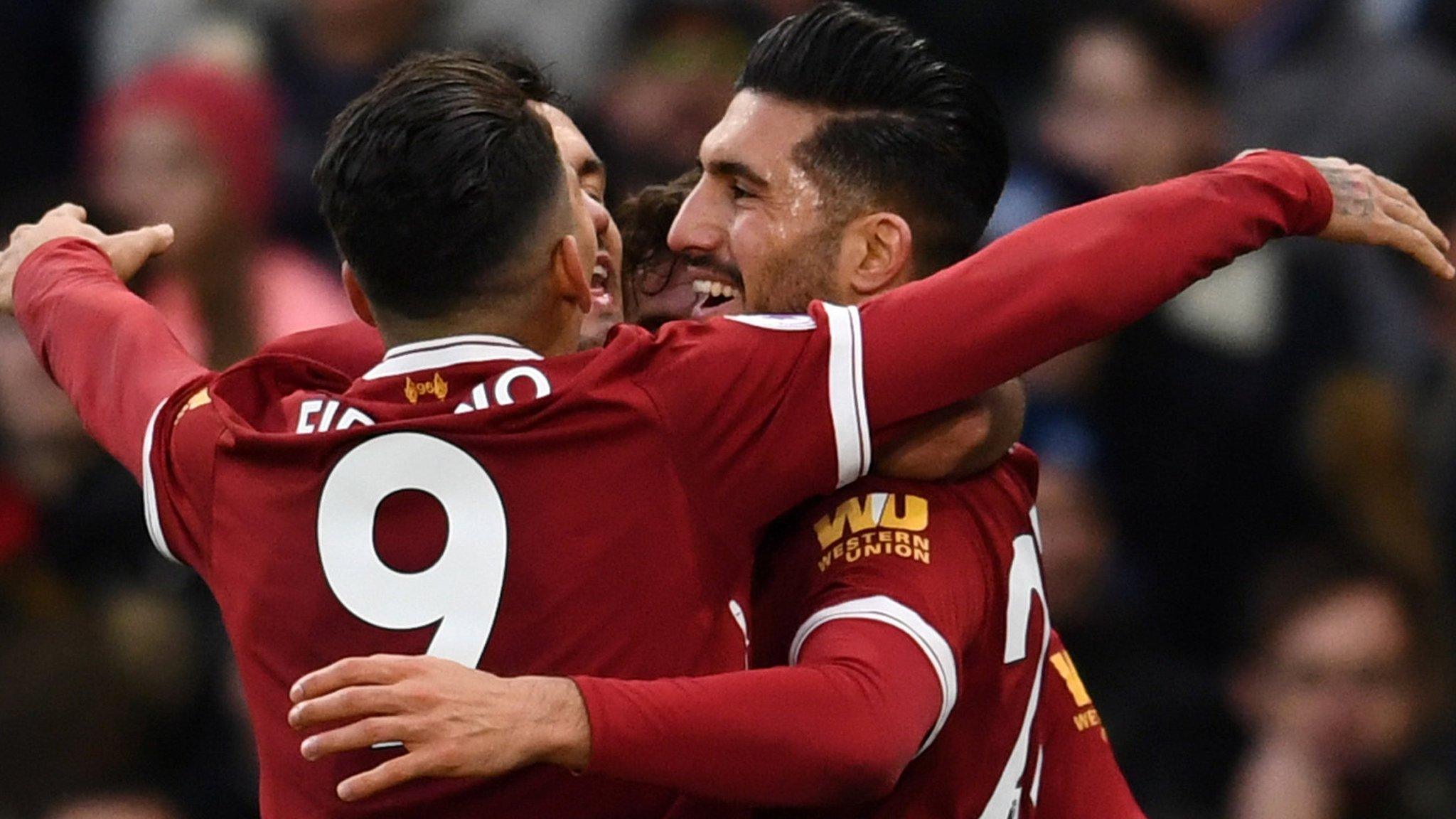 Liverpool's Emre Can celebrates scoring against Brighton