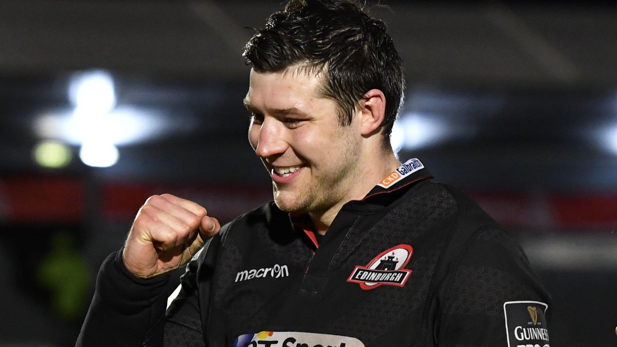 Edinburgh captain Grant Gilchrist celebrates victory at full-time