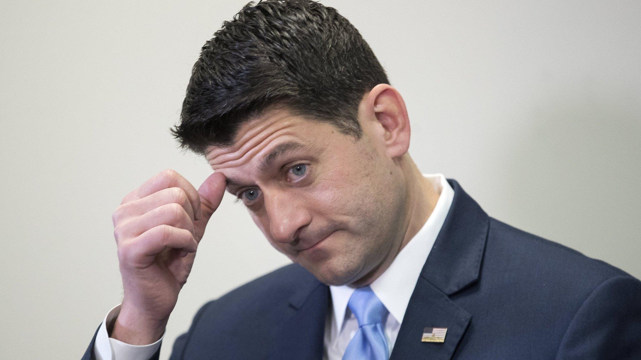 House Speaker Paul Ryan participates in a news conference on Capitol Hill in Washington, 30 January 2018