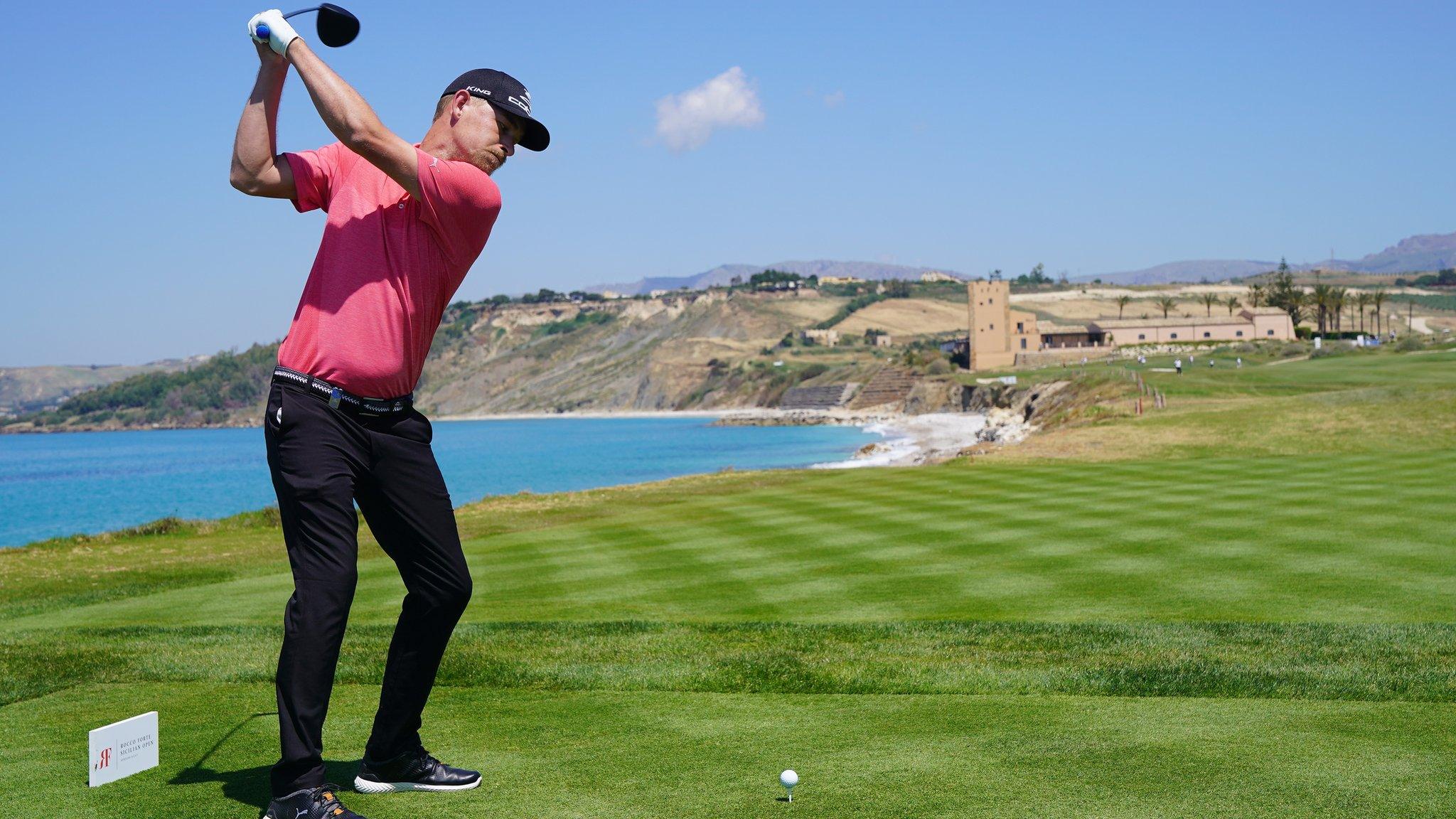 SCIACCA, ITALY - MAY 12: Jeff Winther of Denmark plays a shot during the third round of the The Rocco Forte Open at the Verdura Gol Resort on May 12, 2018 in Sciacca, Italy.
