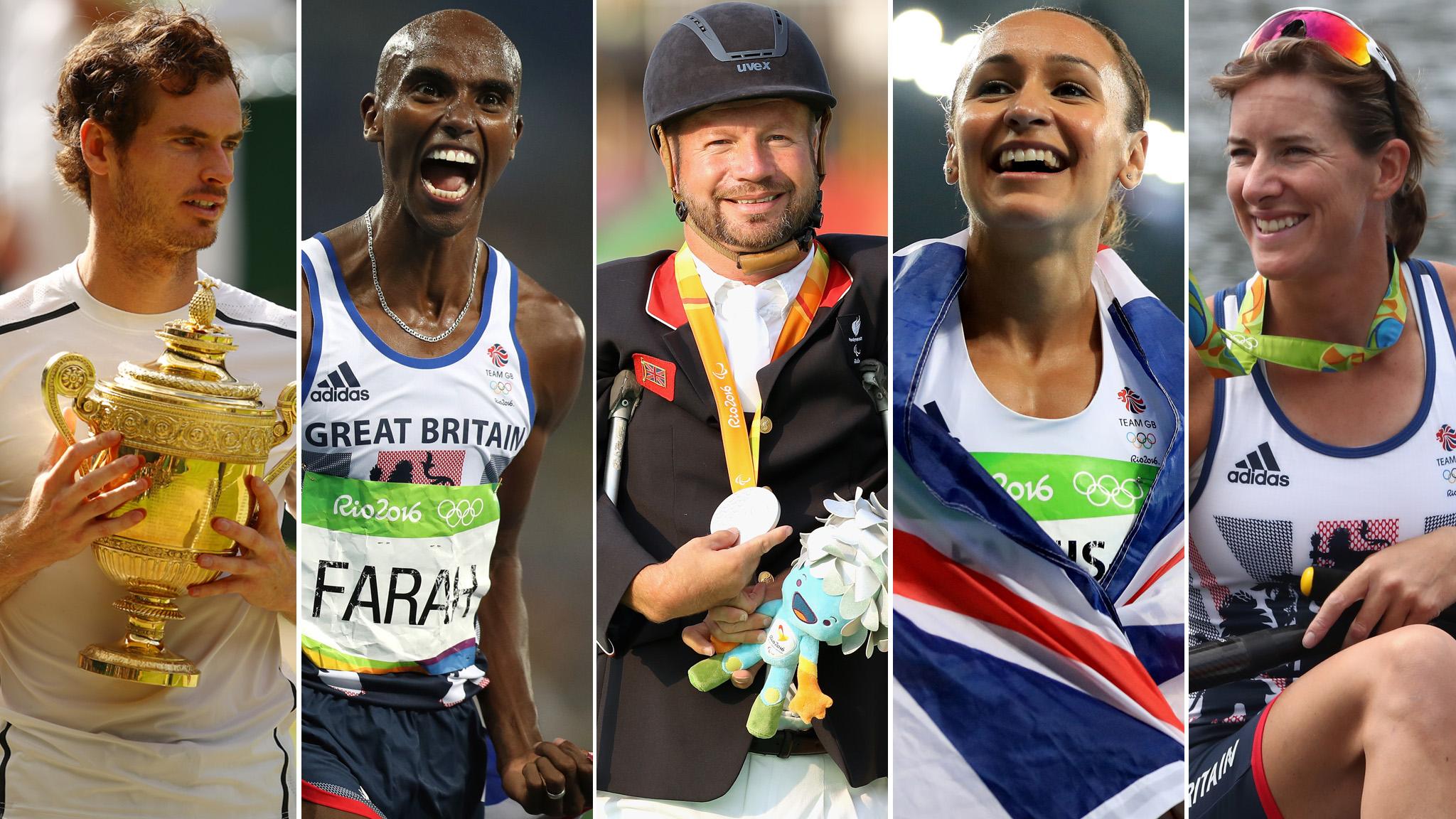 Andy Murray, Mo Farah, Lee Pearson, Jessica Ennis-Hill and Katherine Grainger