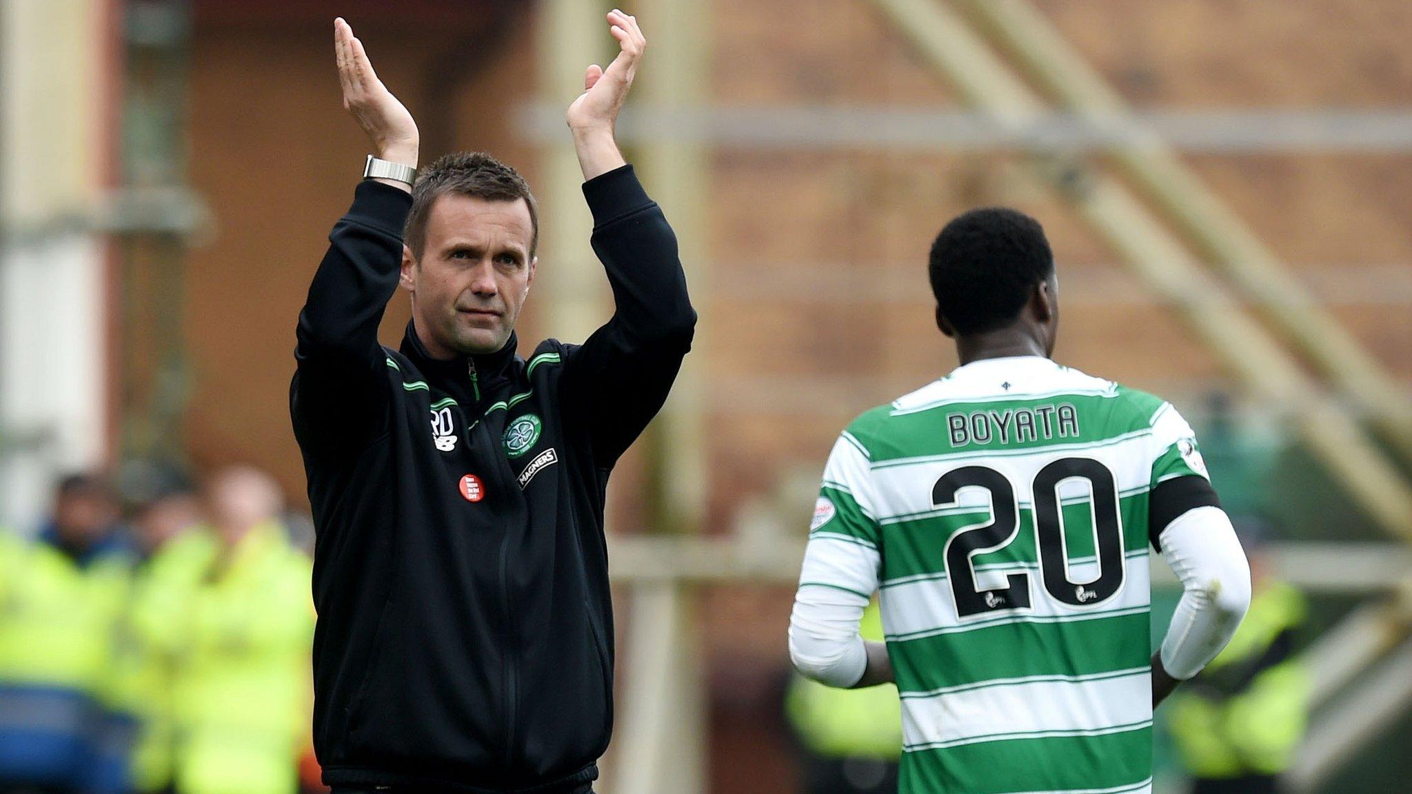 Celtic manager Ronny Deila and defender Dedryck Boyata