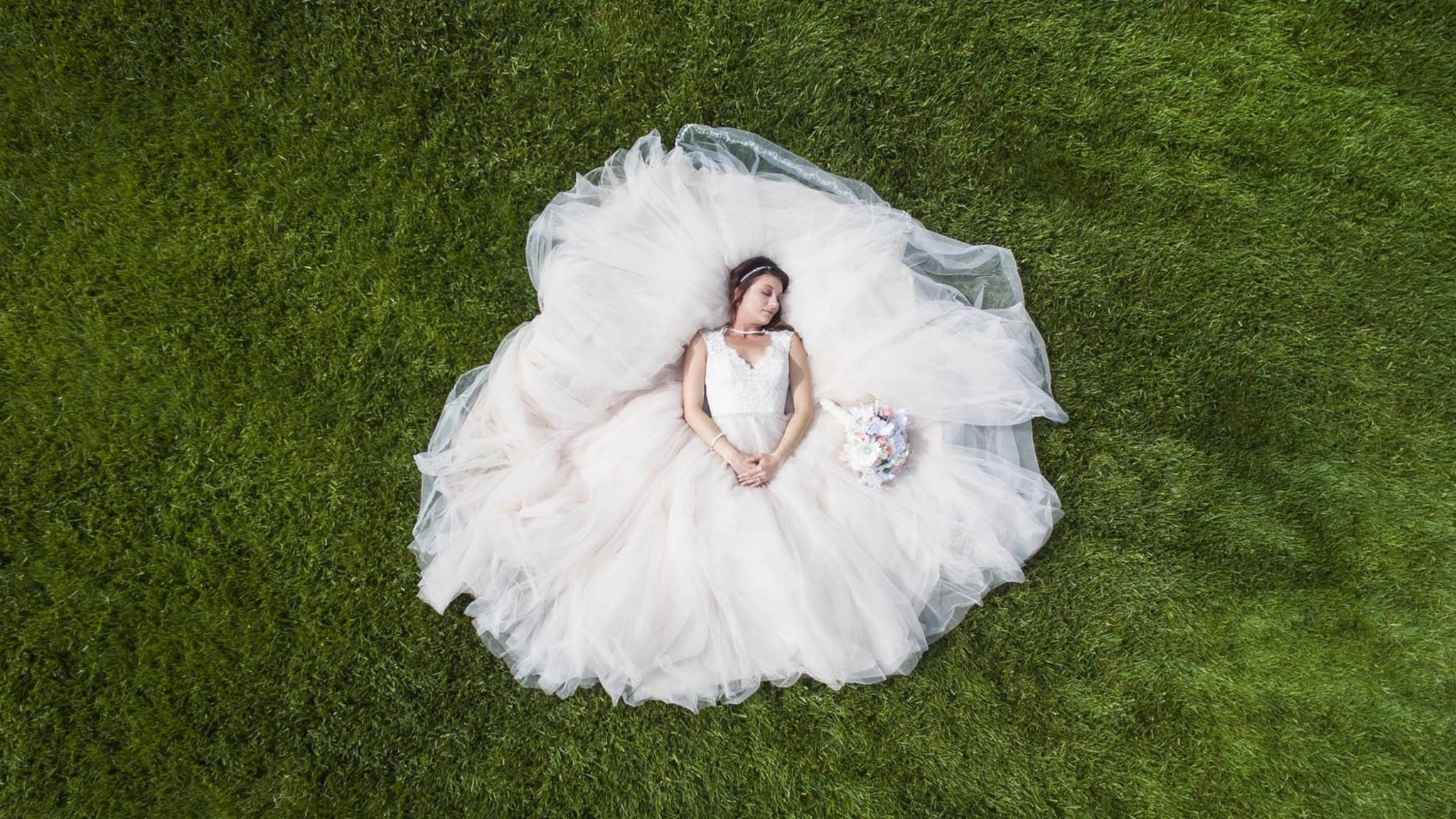 Bride captured by a drone photo