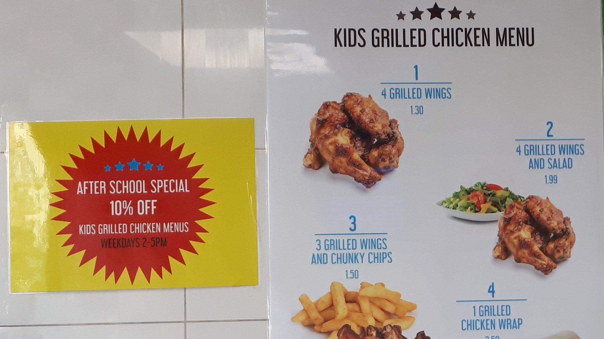 Children's healthy chicken menu