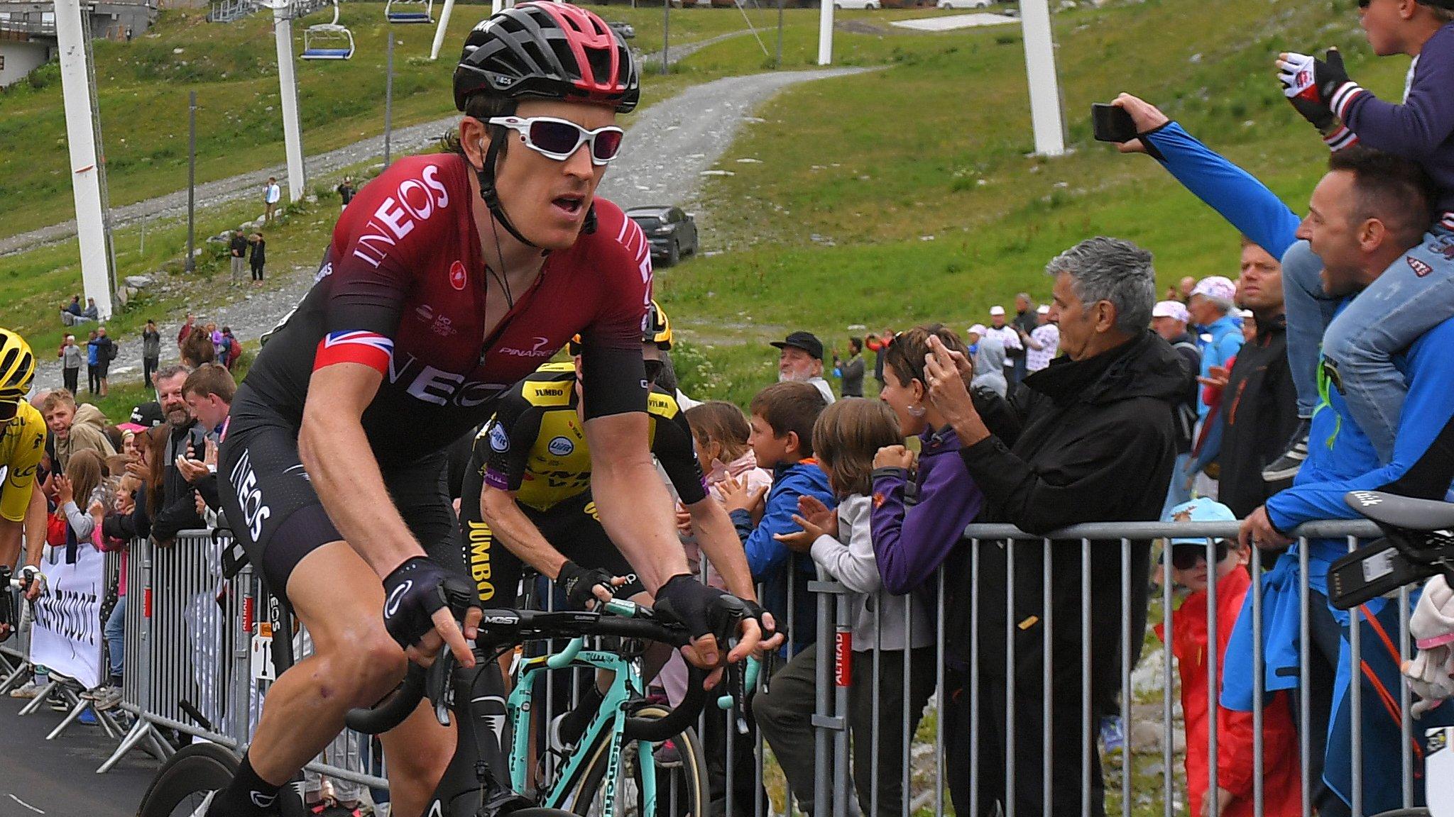 Geraint Thomas rides past fans on the 2019 Tour de France