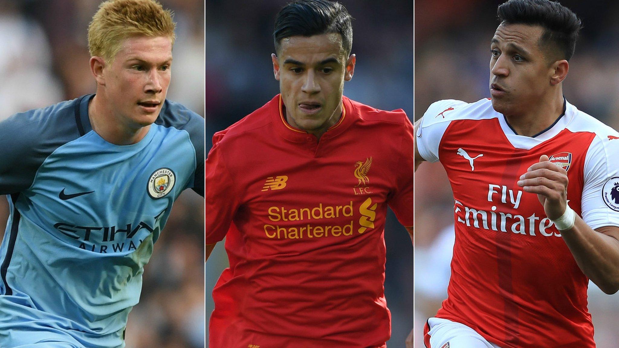 Kevin de Bruyne, Philipe Coutinho and Alexis Sanchez