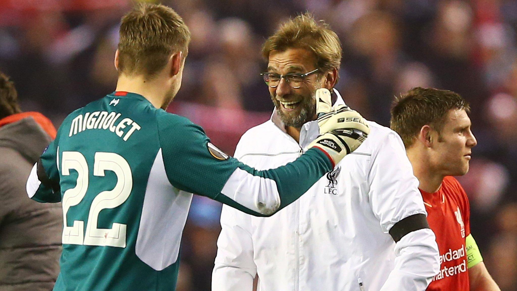 Jurgen Klopp and Simon Mignolet