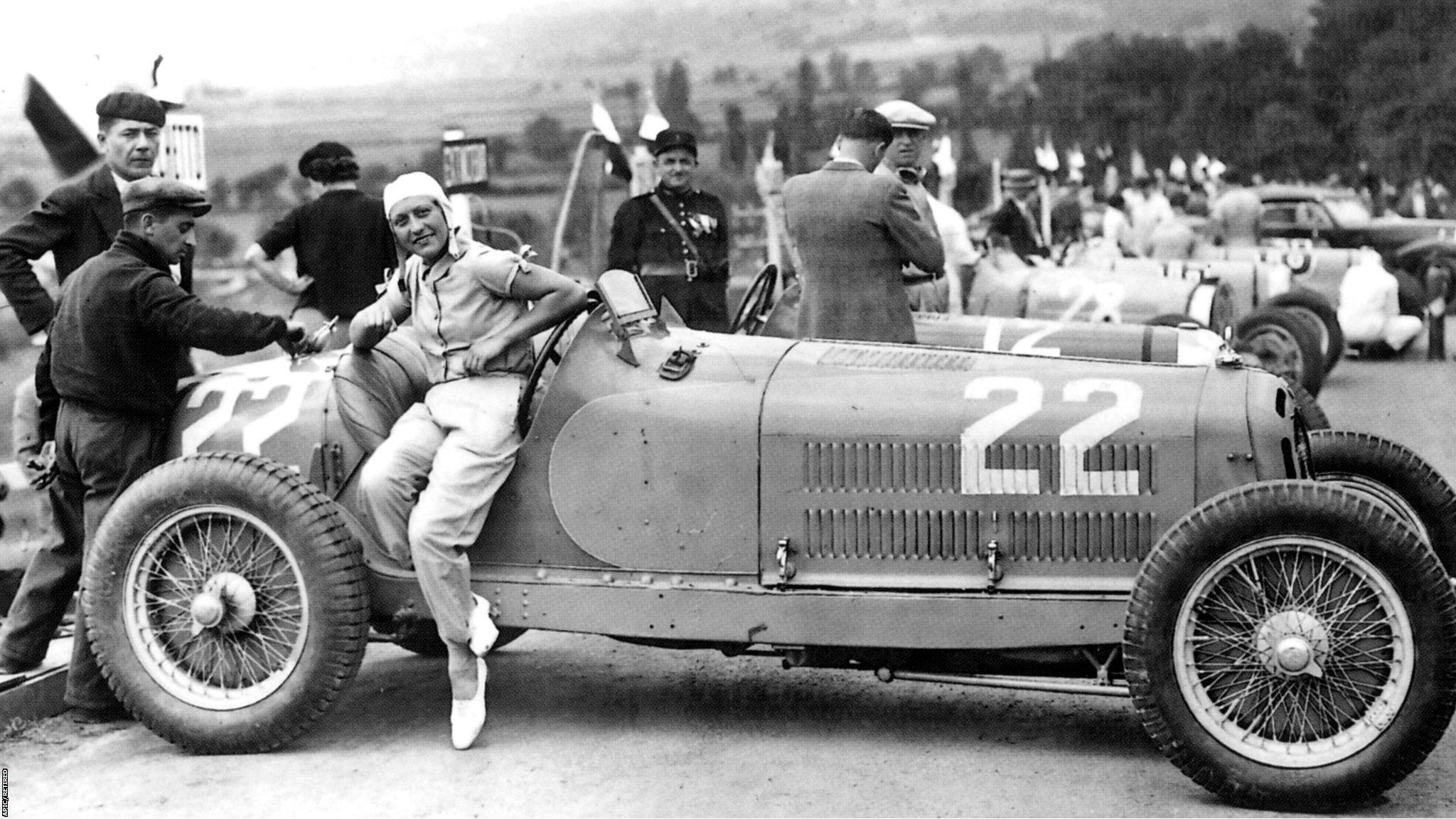 Helle Nice smiling in her Alfa Romeo at the Grand Prix de Comminges